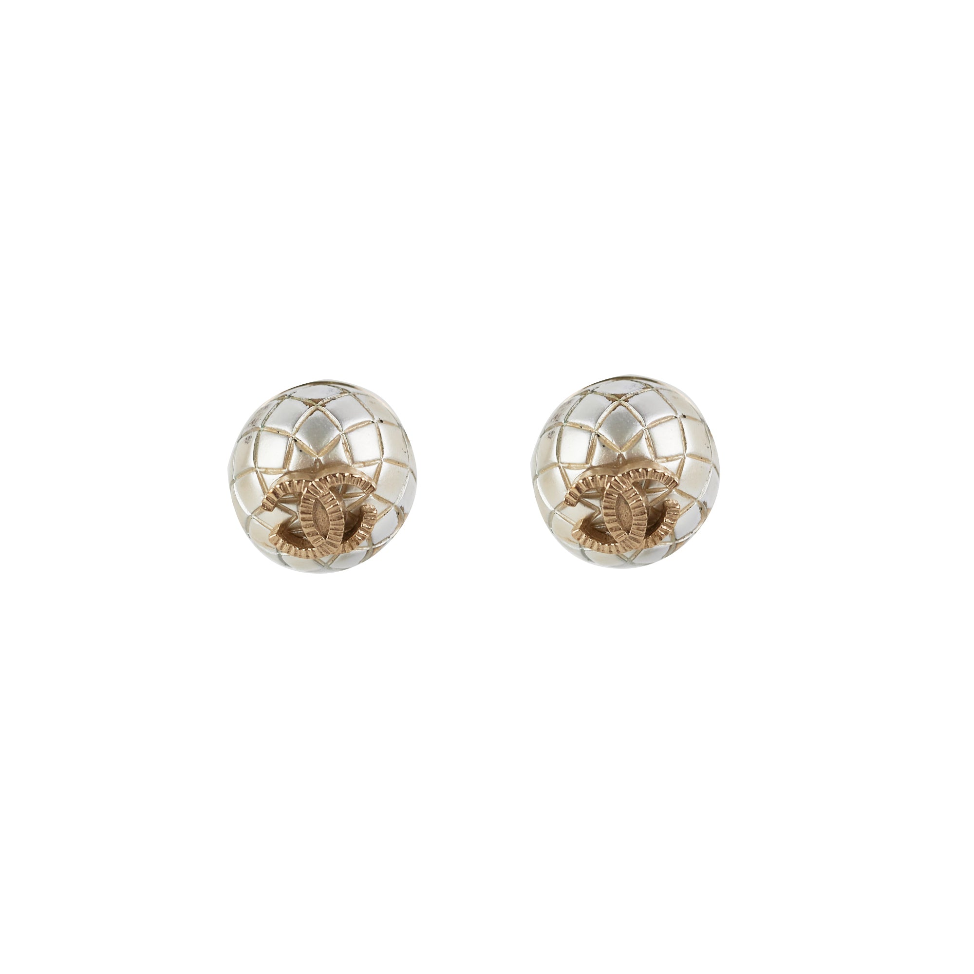 Chanel Costume CC Round Pearl Earrings
