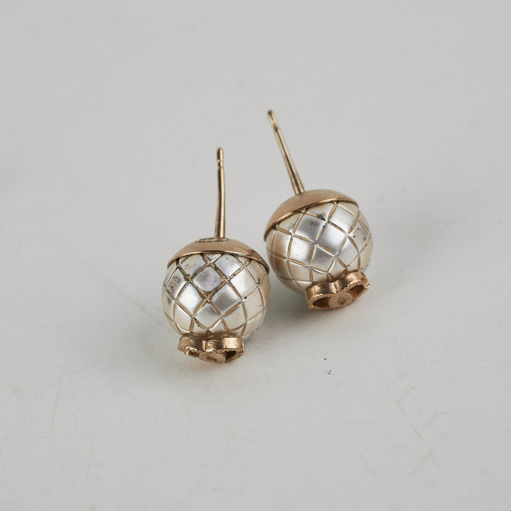 Chanel Costume CC Round Pearl Earrings