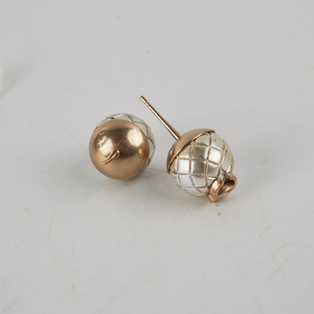 Chanel Costume CC Round Pearl Earrings