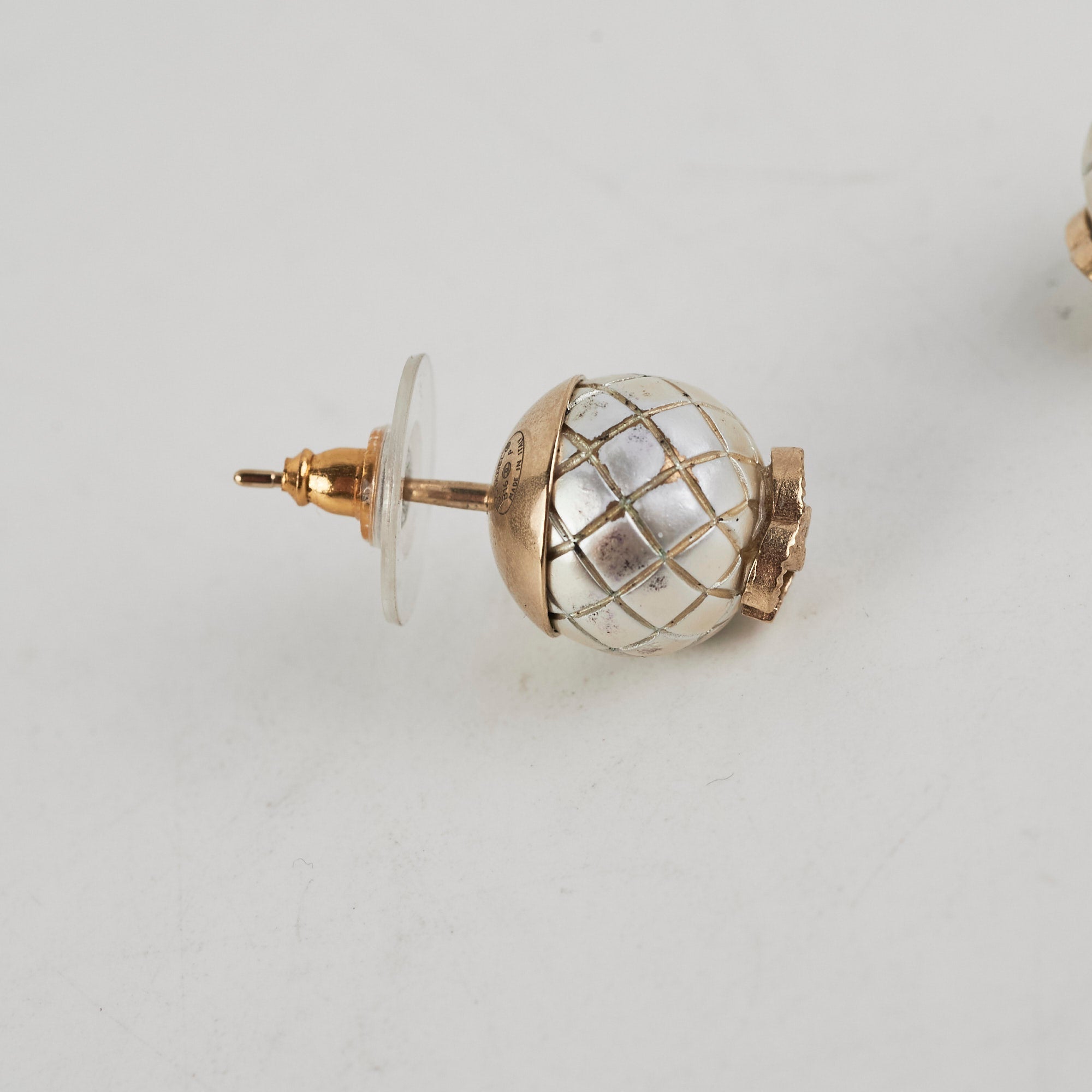 Chanel Costume CC Round Pearl Earrings