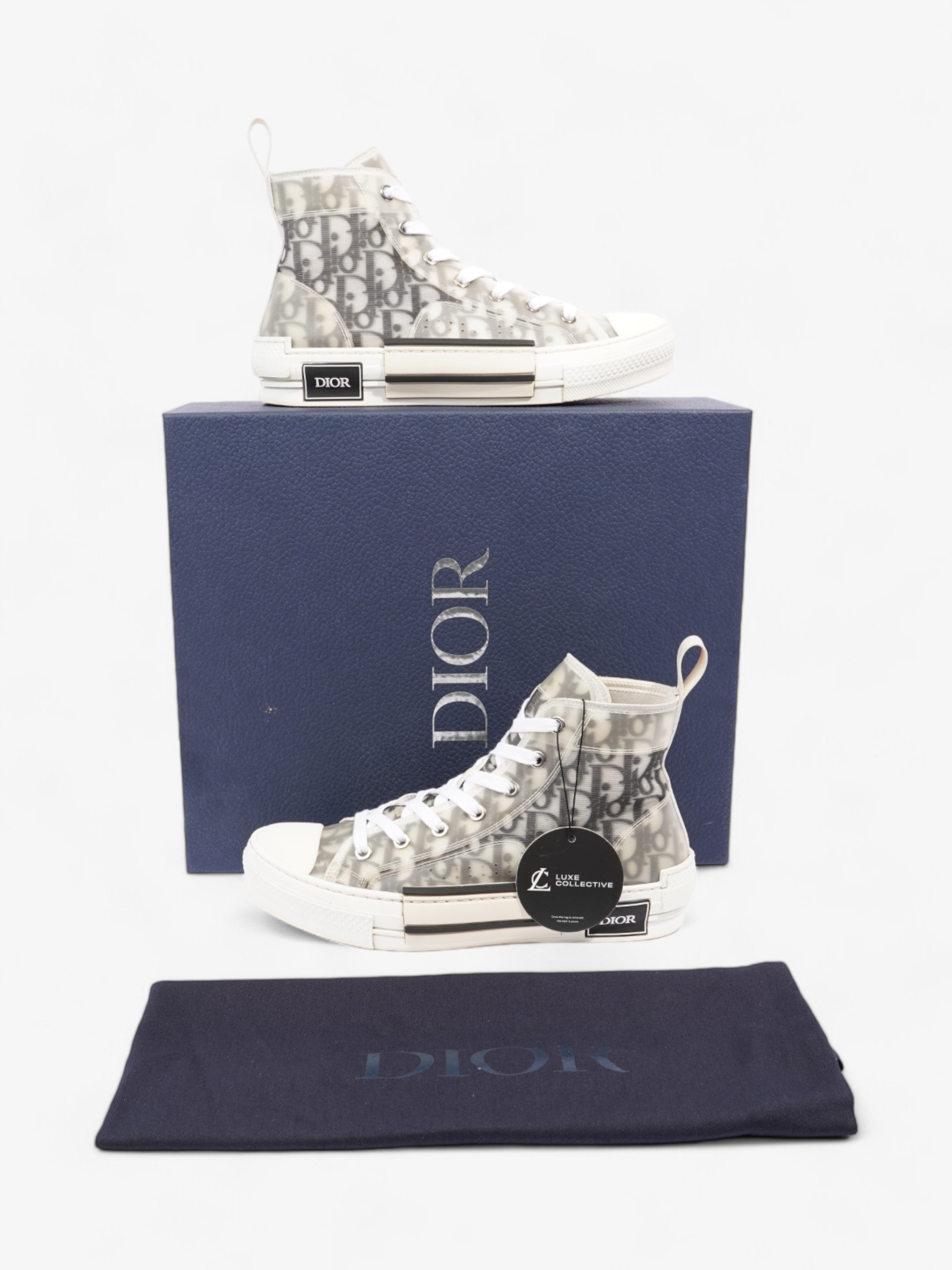 Christian Dior B23 High Tops White / Grey Oblique  Mesh EU 38 UK 5