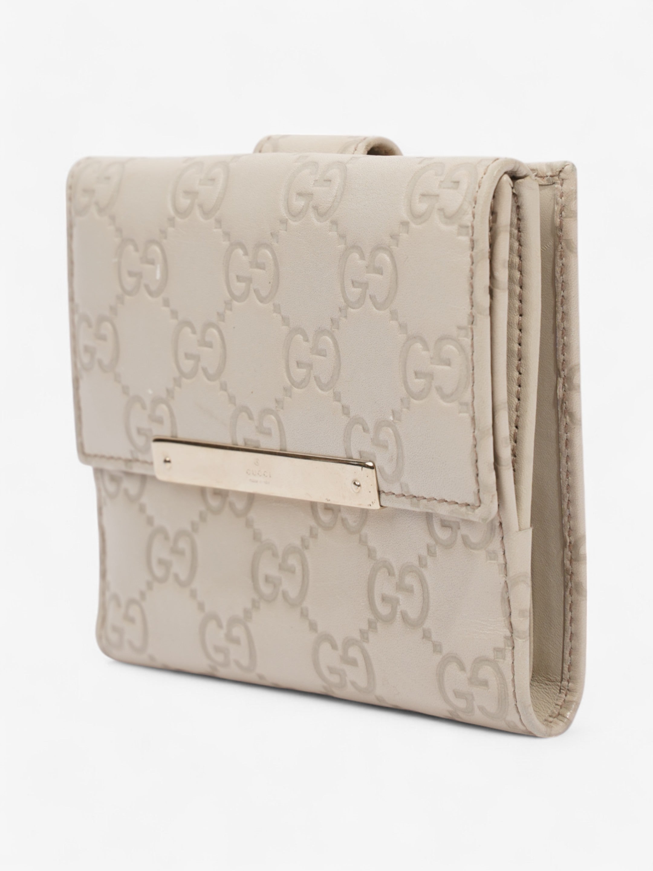 Gucci French Flap Wallet Mystic White Calfskin Leather