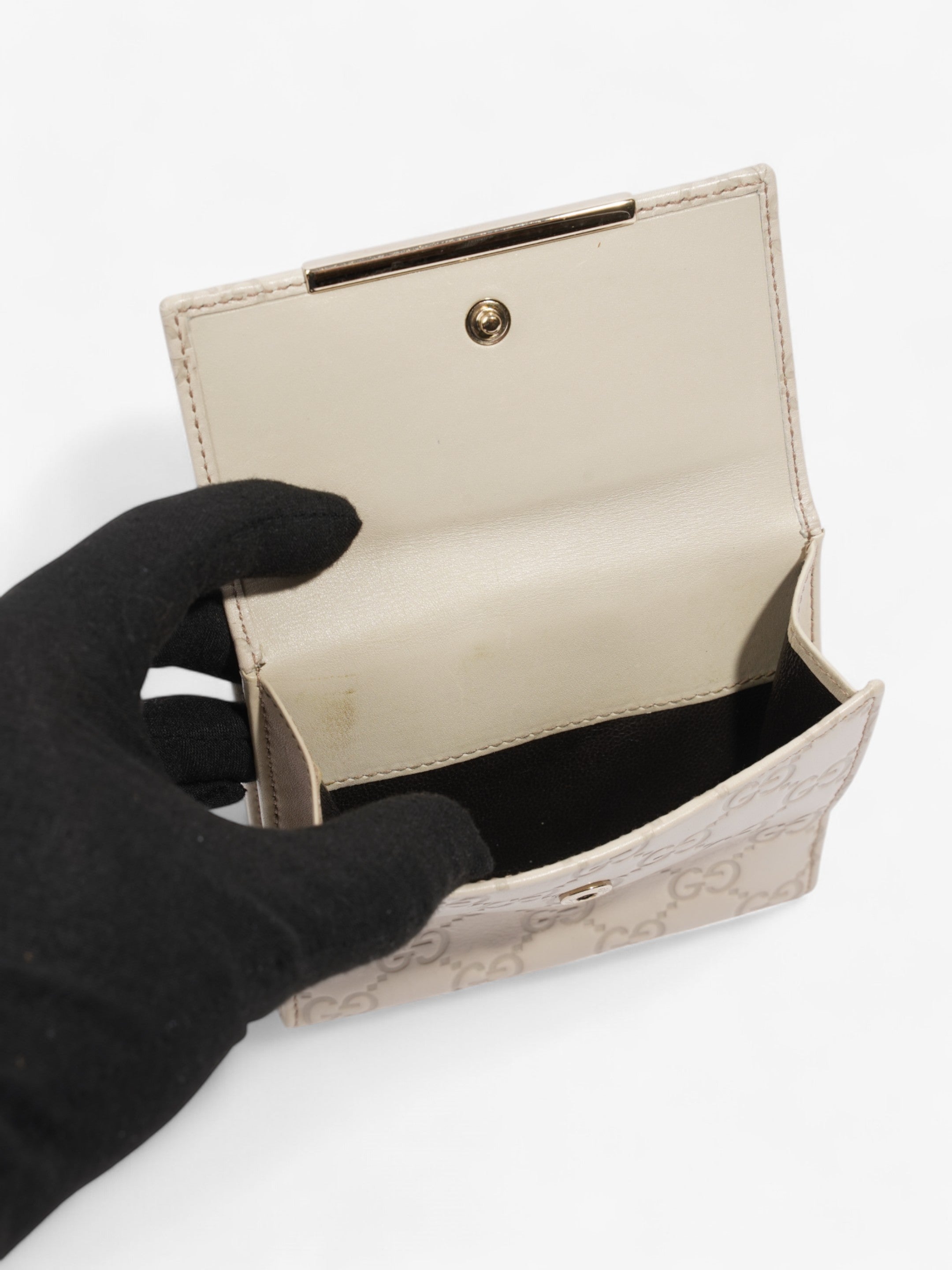 Gucci French Flap Wallet Mystic White Calfskin Leather