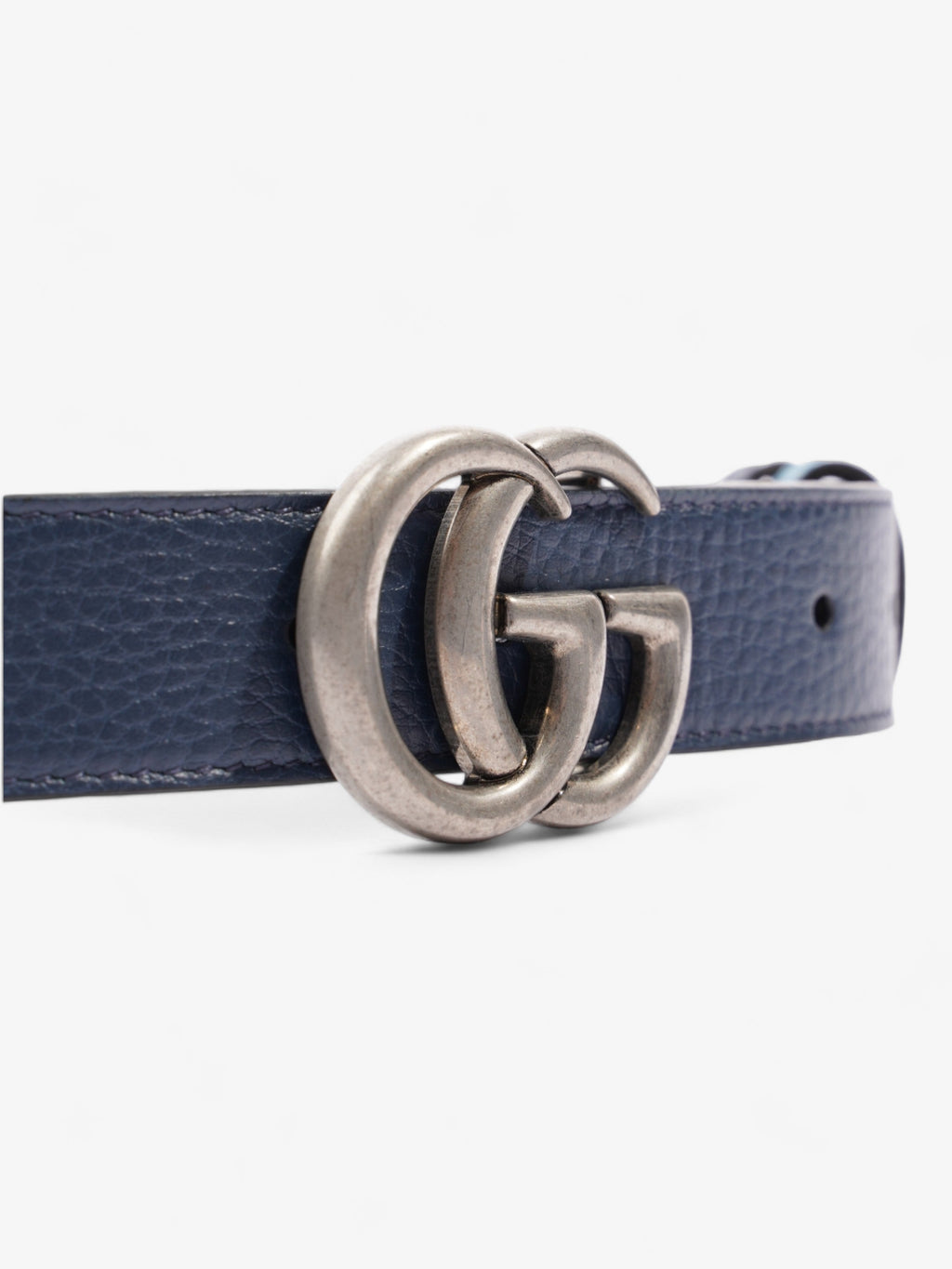 Gucci GG Marmont Thin Reversible Belt Navy / Aqua Blue Leather 95cm 38"