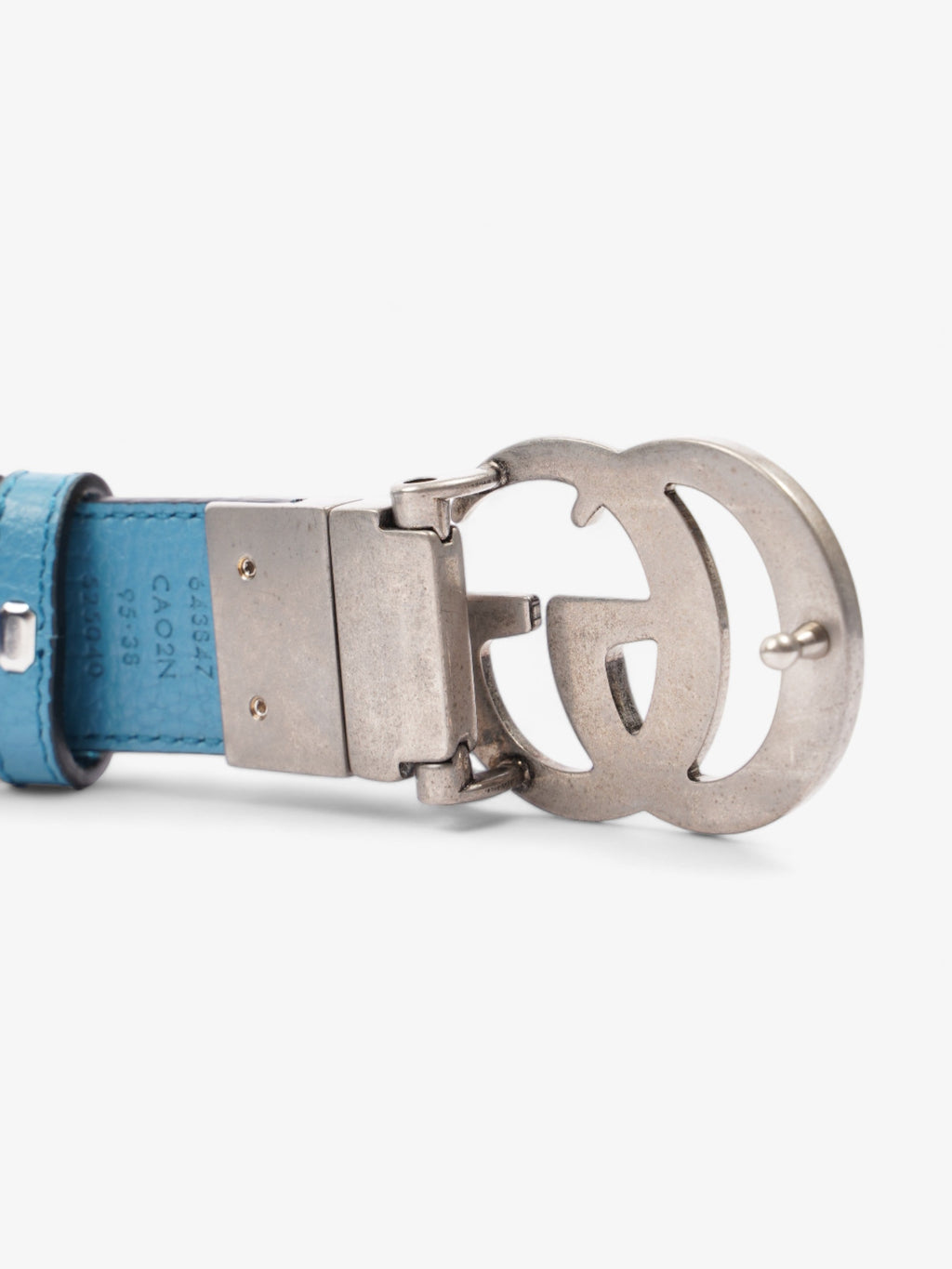 Gucci GG Marmont Thin Reversible Belt Navy / Aqua Blue Leather 95cm 38"