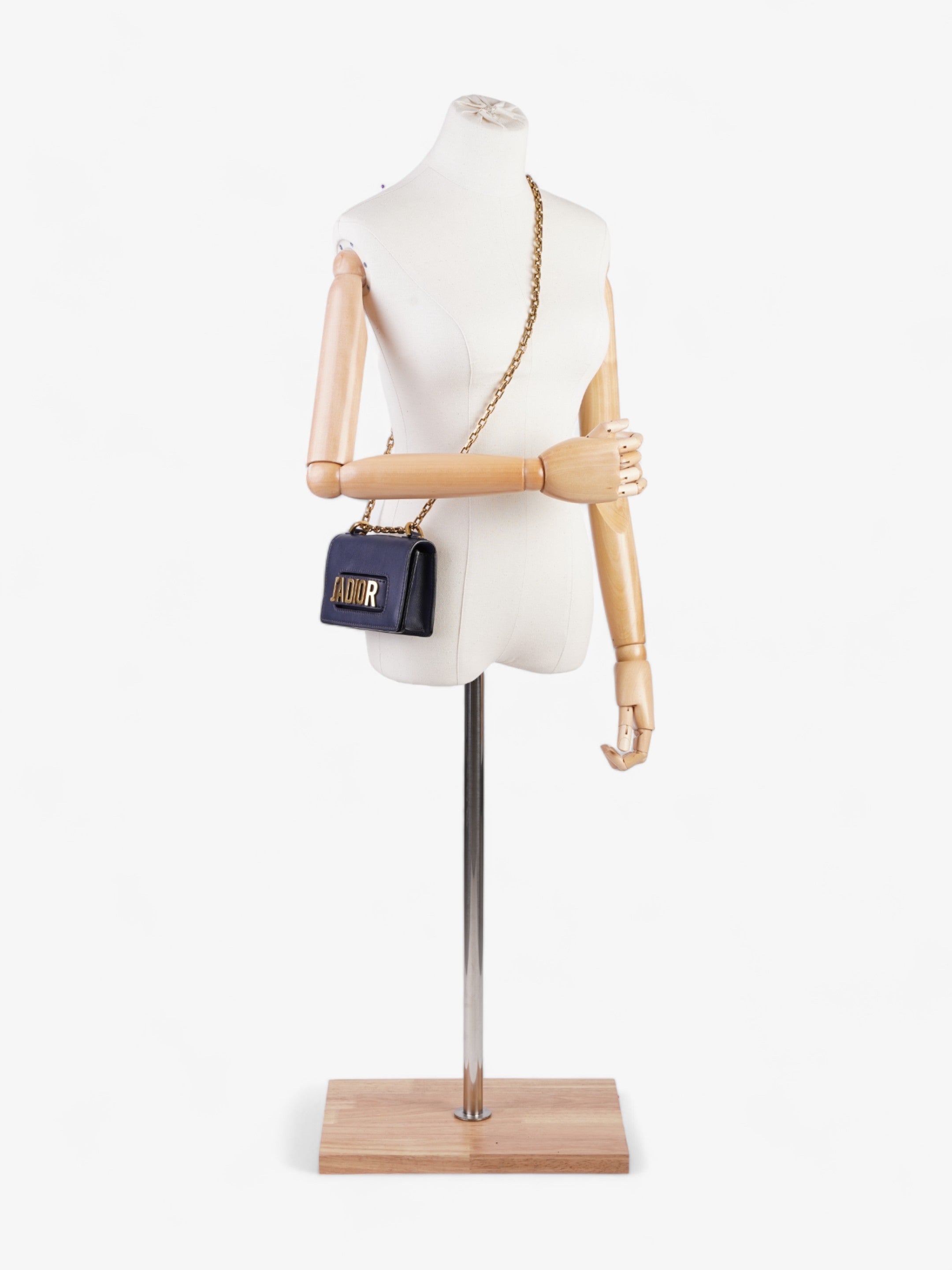 Christian Dior J'Adior Flap Chain Bag Navy Blue Calfskin Leather Mini