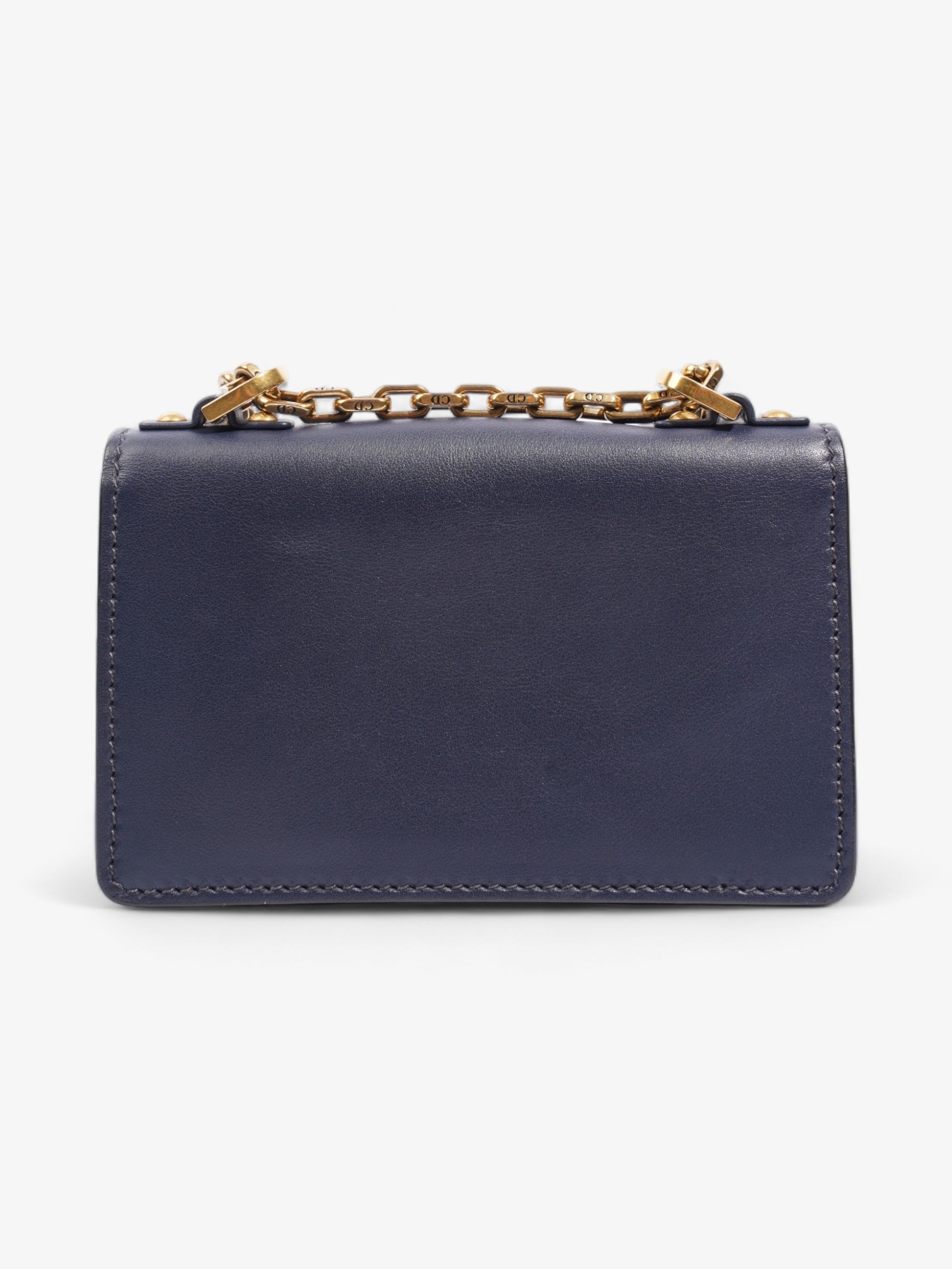 Christian Dior J'Adior Flap Chain Bag Navy Blue Calfskin Leather Mini