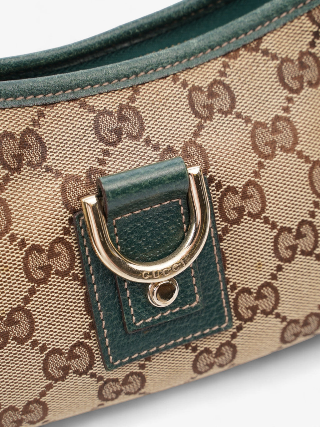 Gucci Abbey D Ring Beige And Ebony GG Supreme / Green Canvas