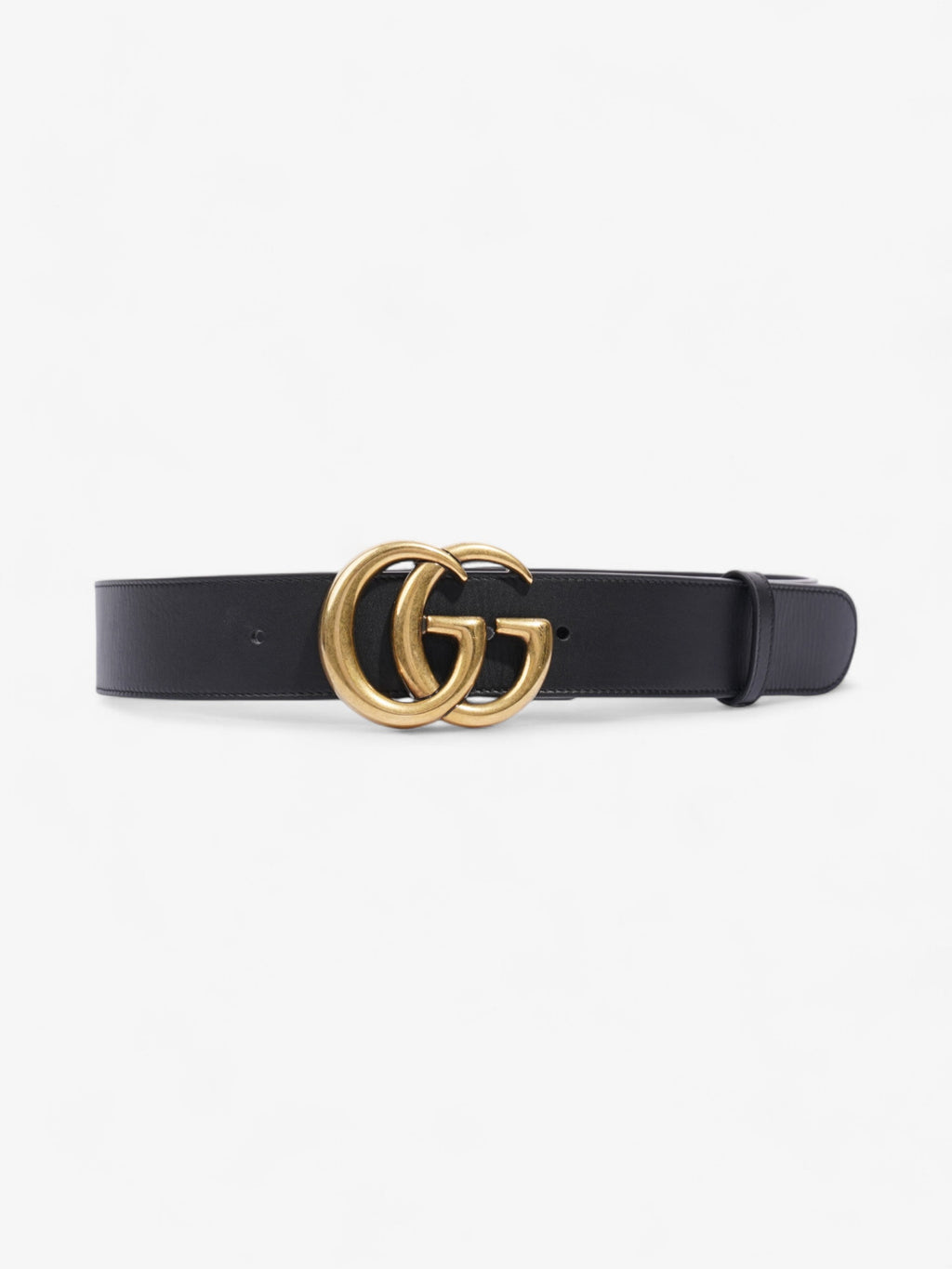 Gucci GG Marmont 2015 Re-Edition Wide Belt Black / Gold Leather 80cm / 32"