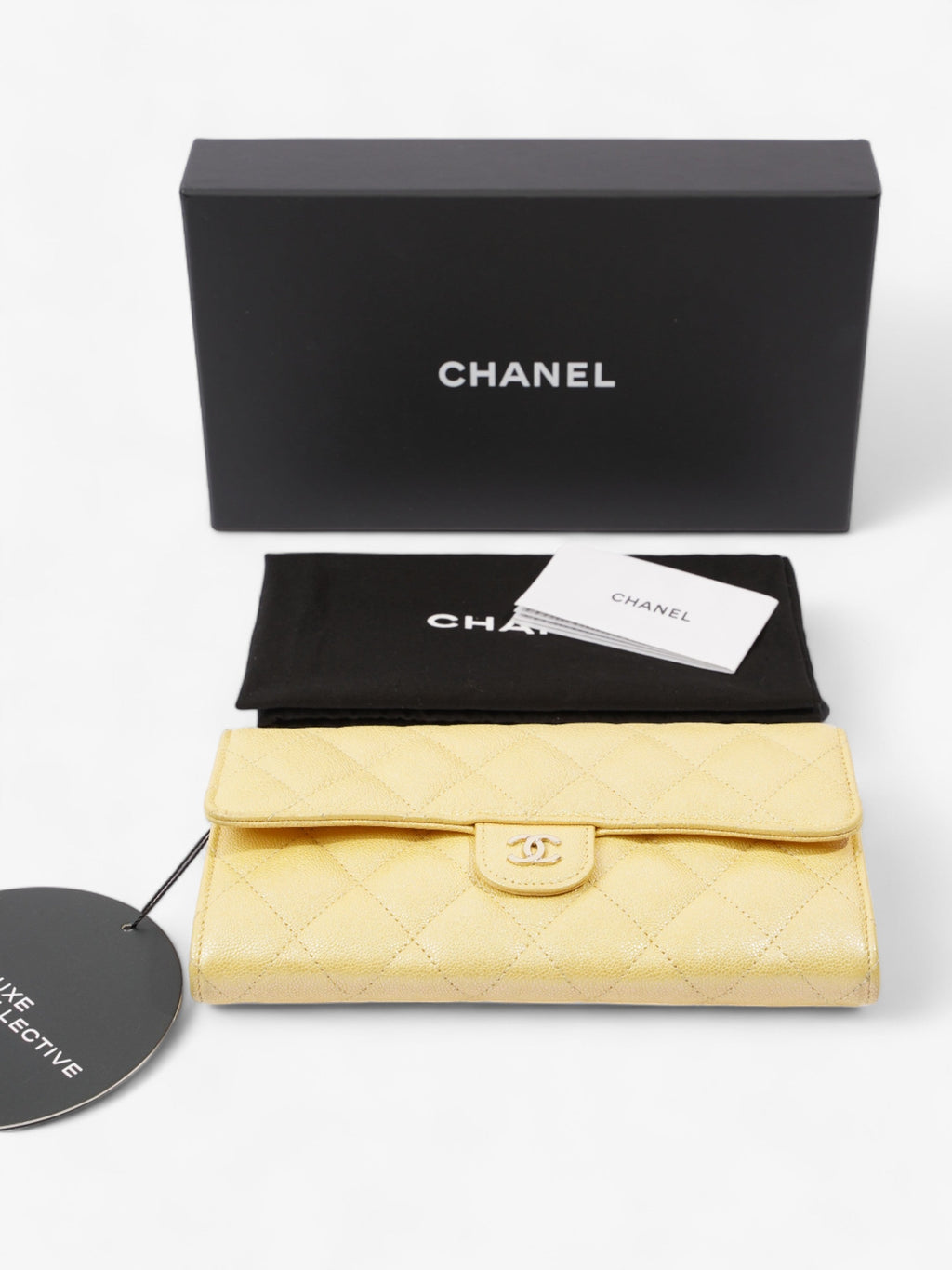 Chanel Classic Flap Bifold Wallet Yellow Caviar Leather