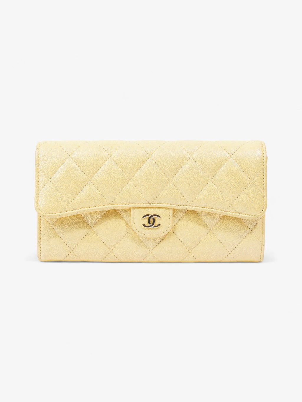 Chanel Classic Flap Bifold Wallet Yellow Caviar Leather