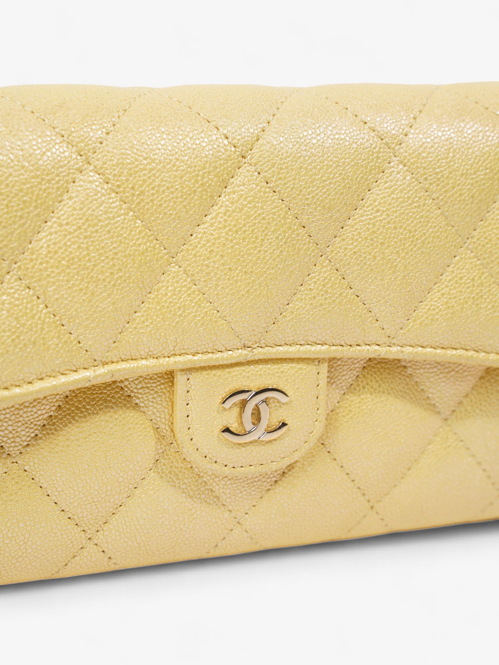 Chanel Classic Flap Bifold Wallet Yellow Caviar Leather