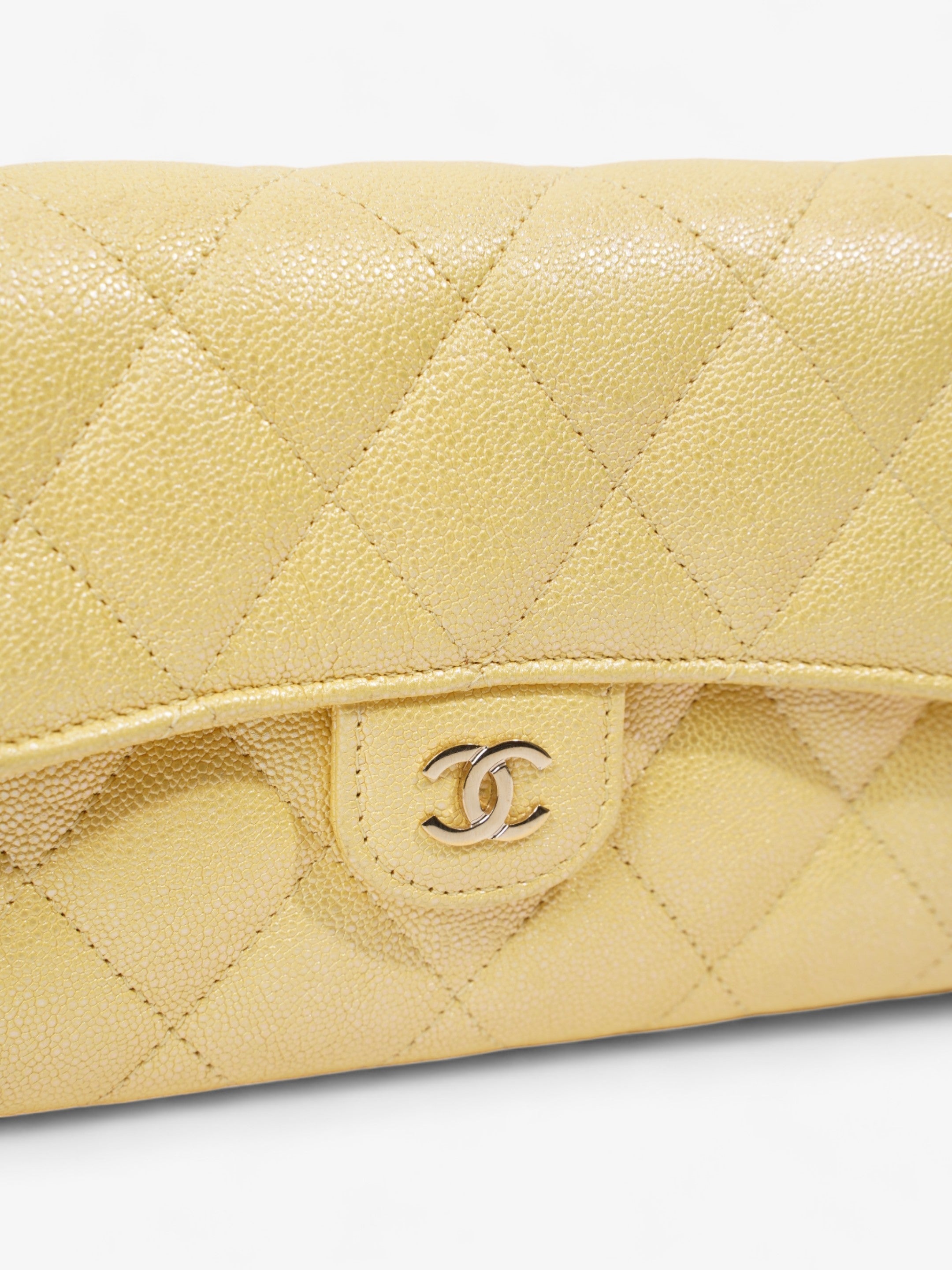 Chanel Classic Flap Bifold Wallet Yellow Caviar Leather