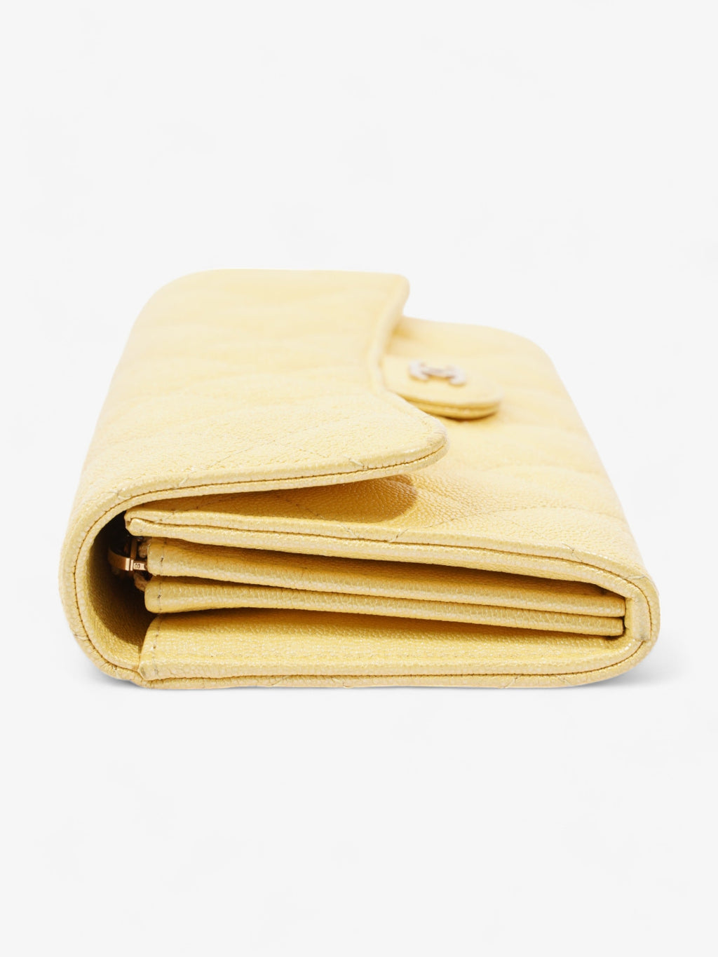Chanel Classic Flap Bifold Wallet Yellow Caviar Leather