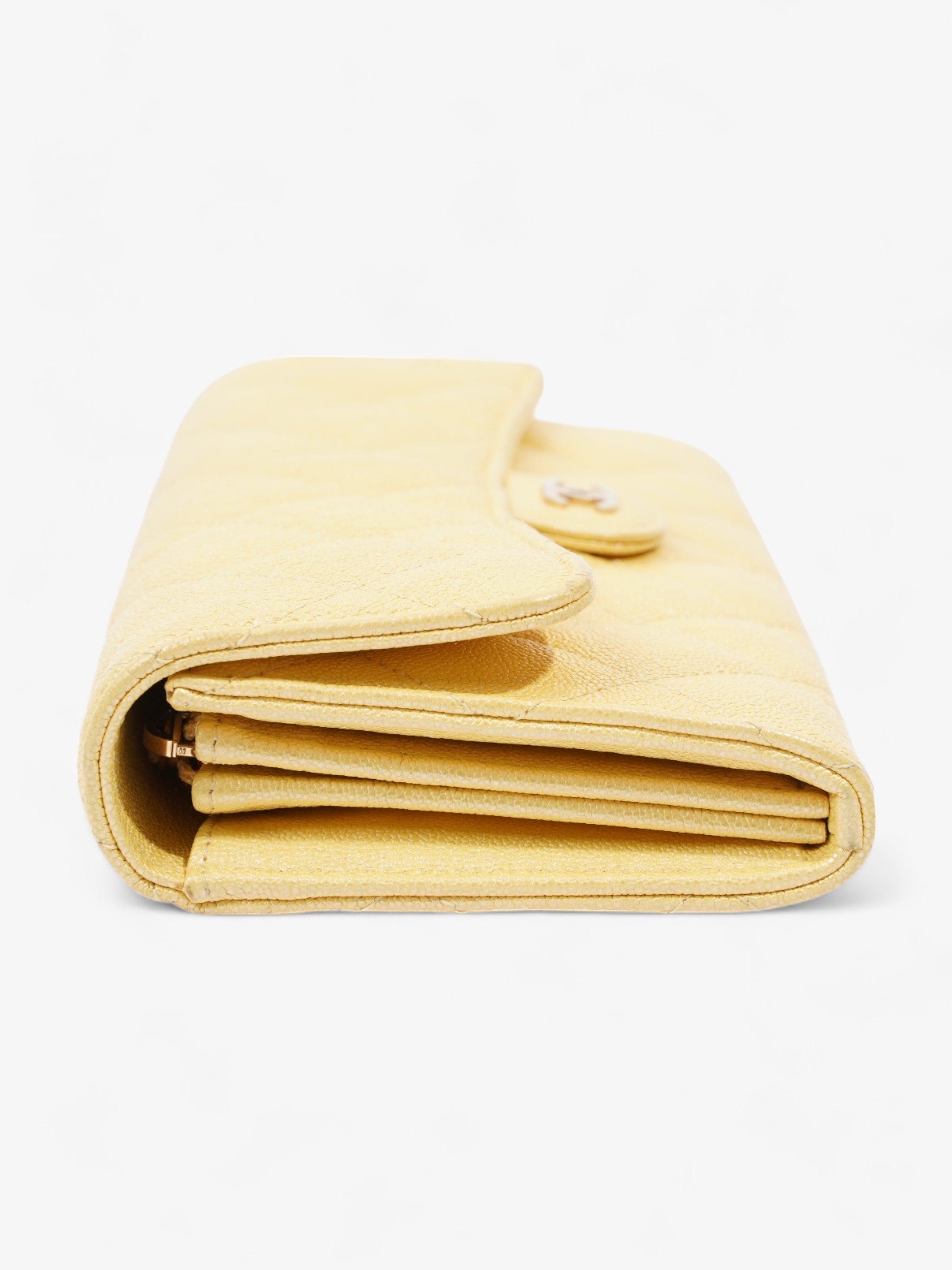 Chanel Classic Flap Bifold Wallet Yellow Caviar Leather