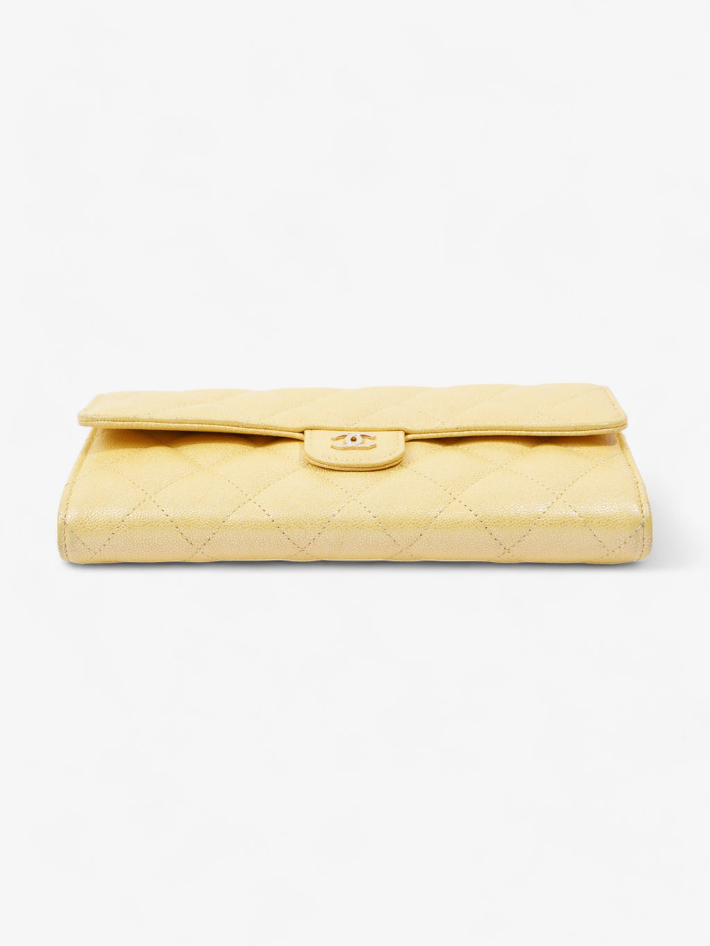 Chanel Classic Flap Bifold Wallet Yellow Caviar Leather