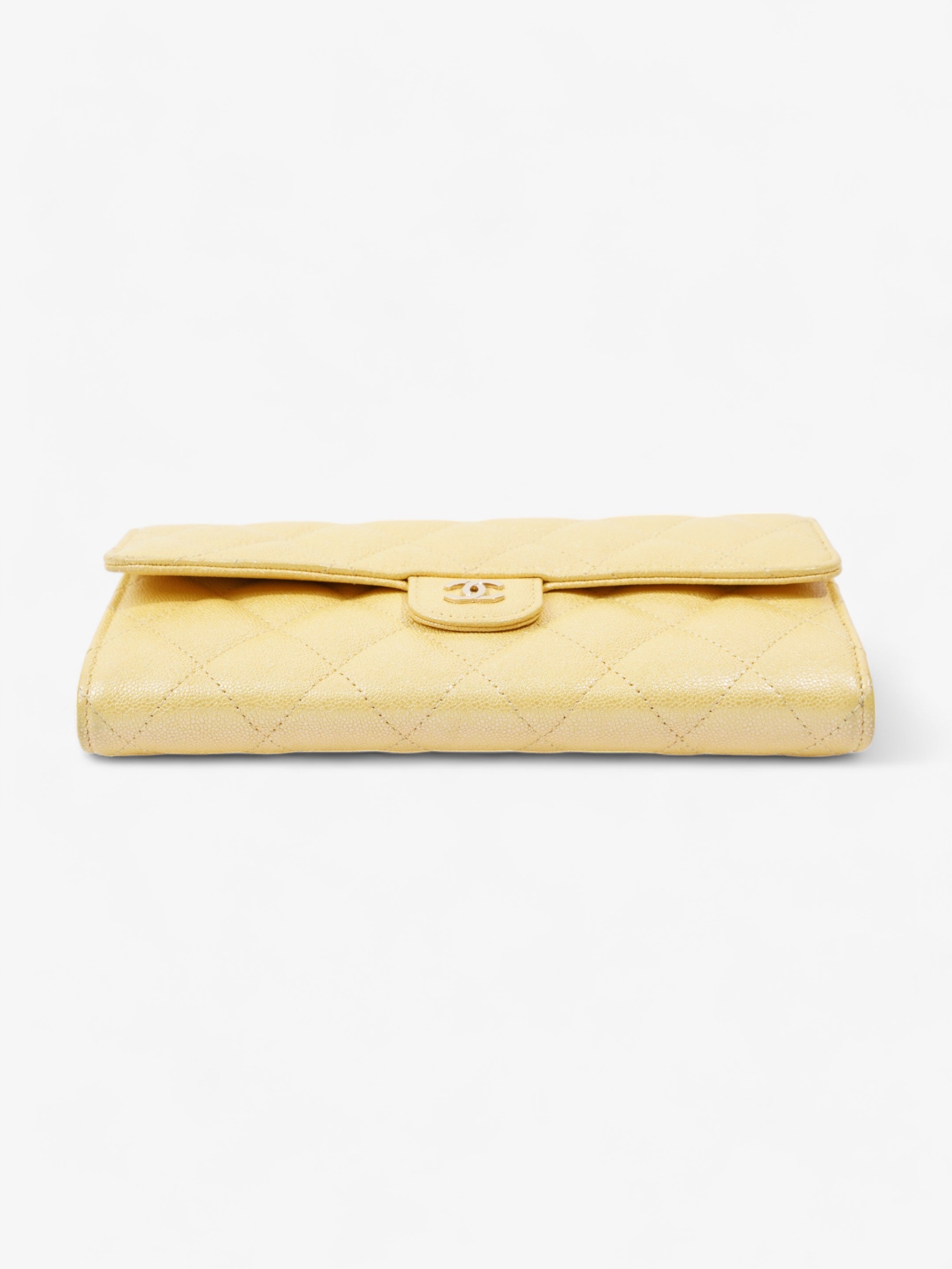 Chanel Classic Flap Bifold Wallet Yellow Caviar Leather