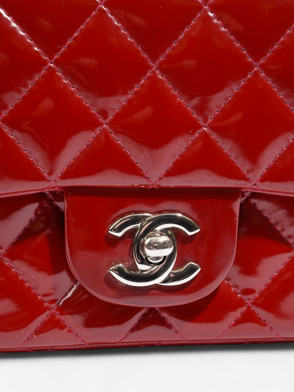 Chanel Classic Square Flap Red Patent Leather Mini
