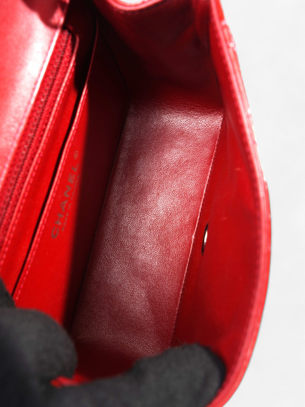 Chanel Classic Square Flap Red Patent Leather Mini