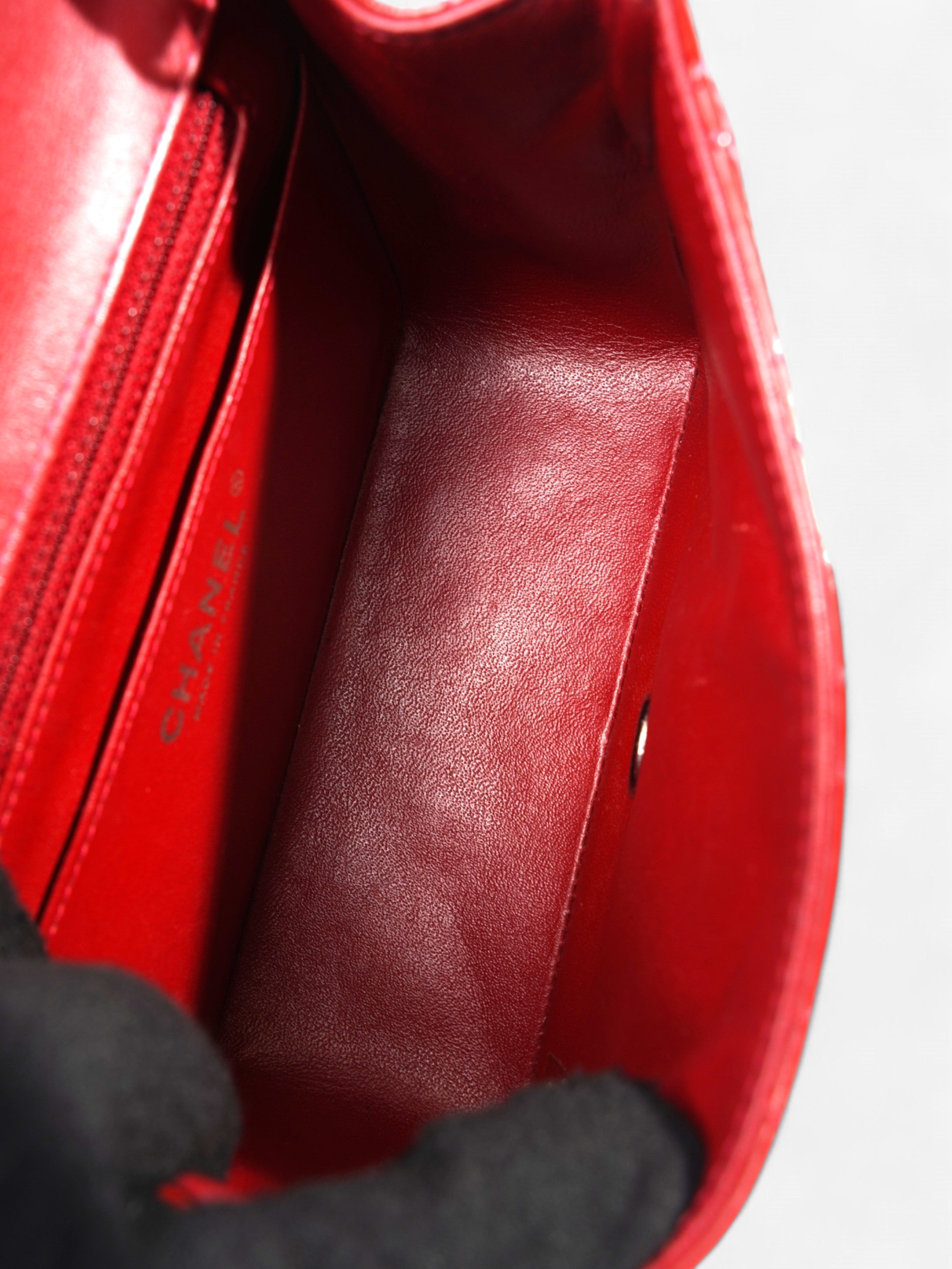 Chanel Classic Square Flap Red Patent Leather Mini