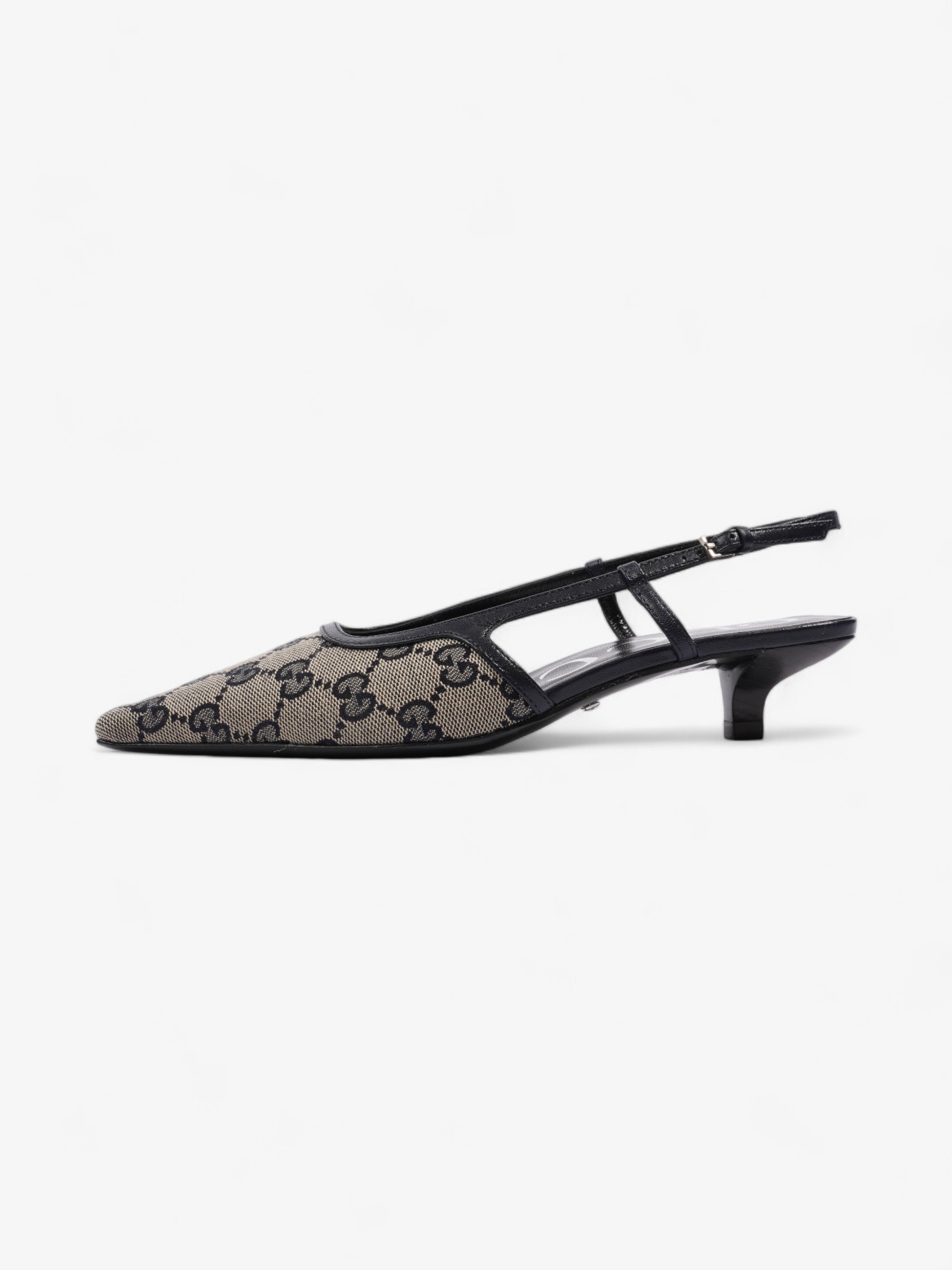 Gucci GG Slingback Pumps 35mm GG Supreme / Navy Blue Fabric EU 35 UK 2