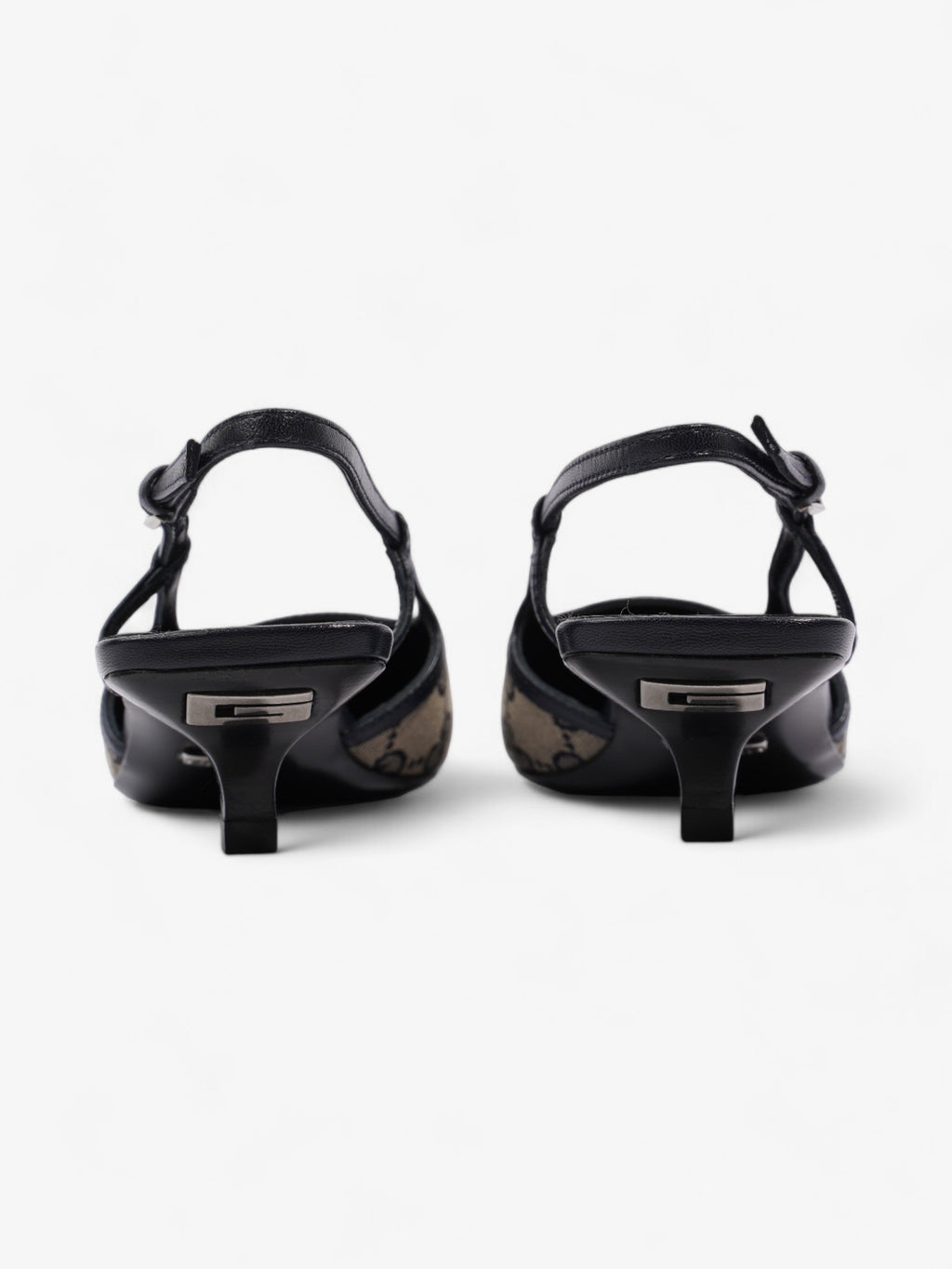 Gucci GG Slingback Pumps 35mm GG Supreme / Navy Blue Fabric EU 35 UK 2