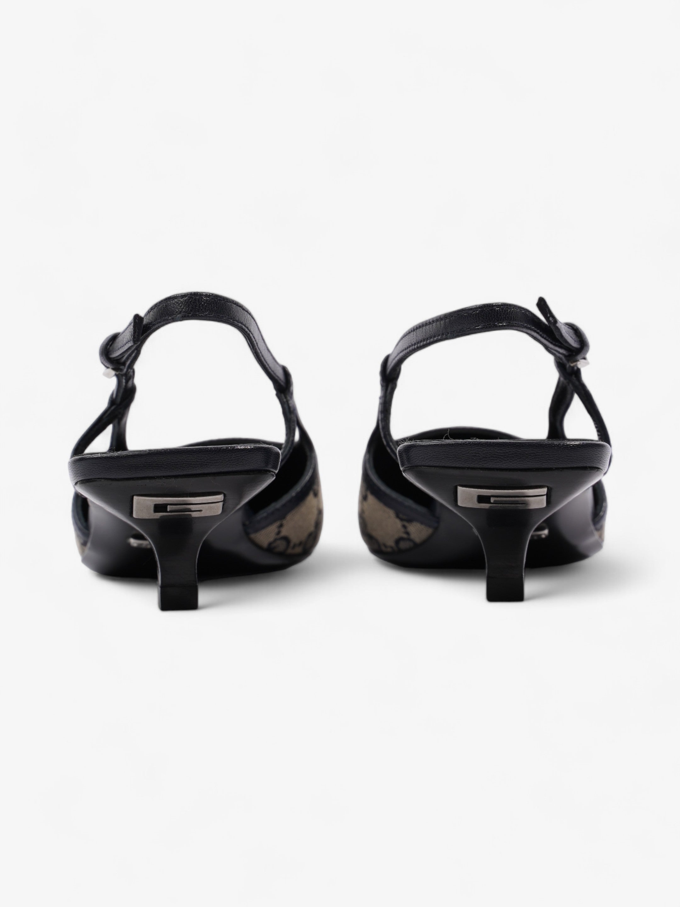 Gucci GG Slingback Pumps 35mm GG Supreme / Navy Blue Fabric EU 35 UK 2
