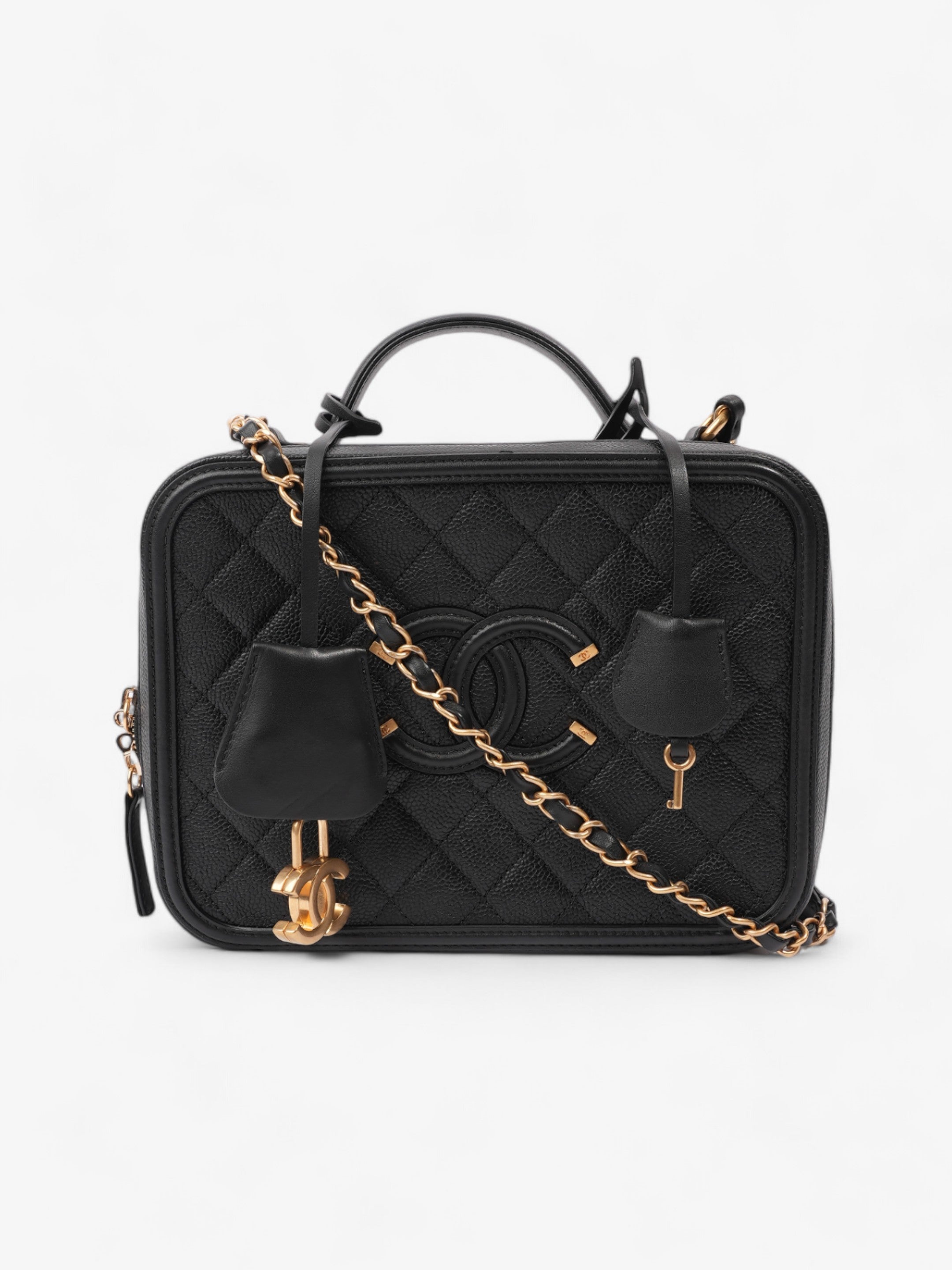Chanel CC Vanity Case Black Caviar Leather