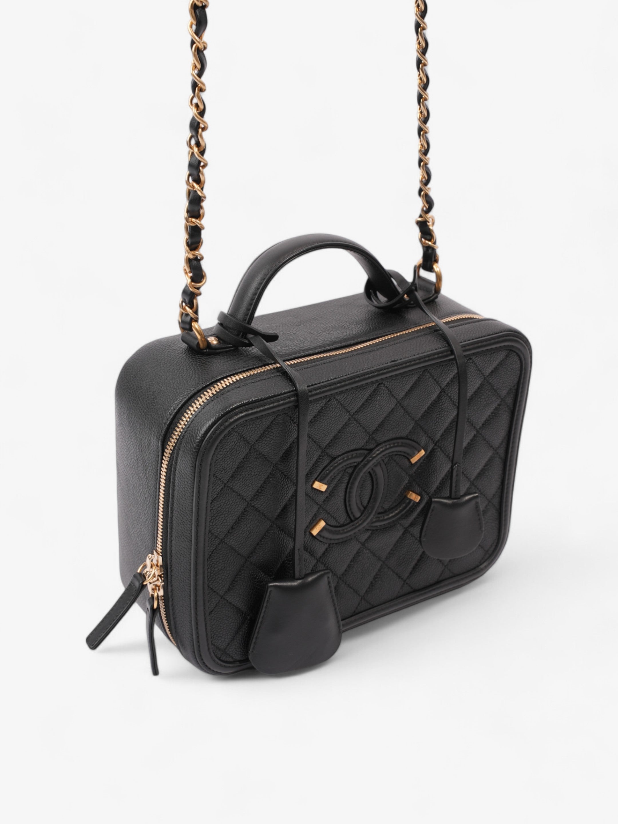 Chanel CC Vanity Case Black Caviar Leather