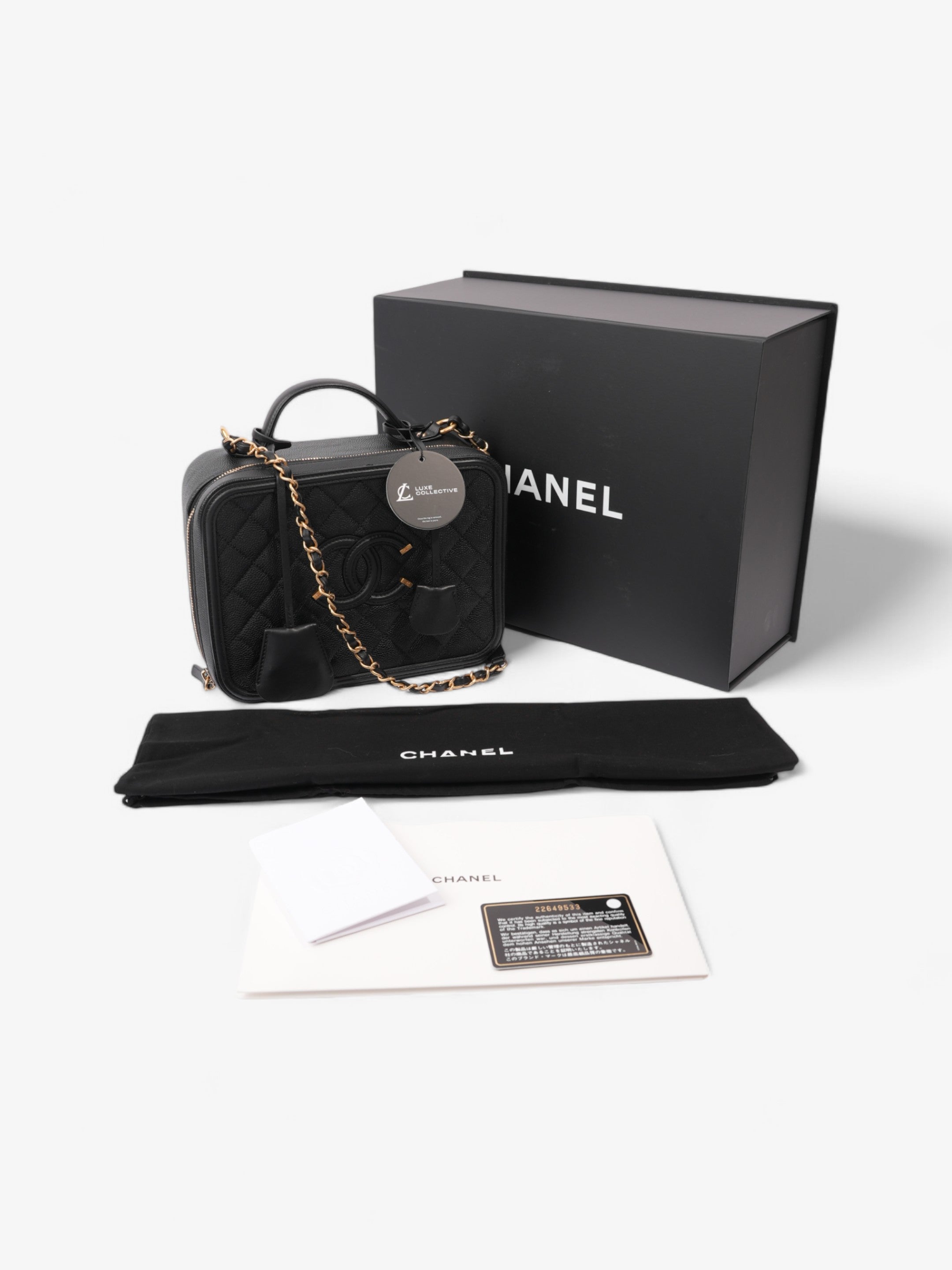 Chanel CC Vanity Case Black Caviar Leather