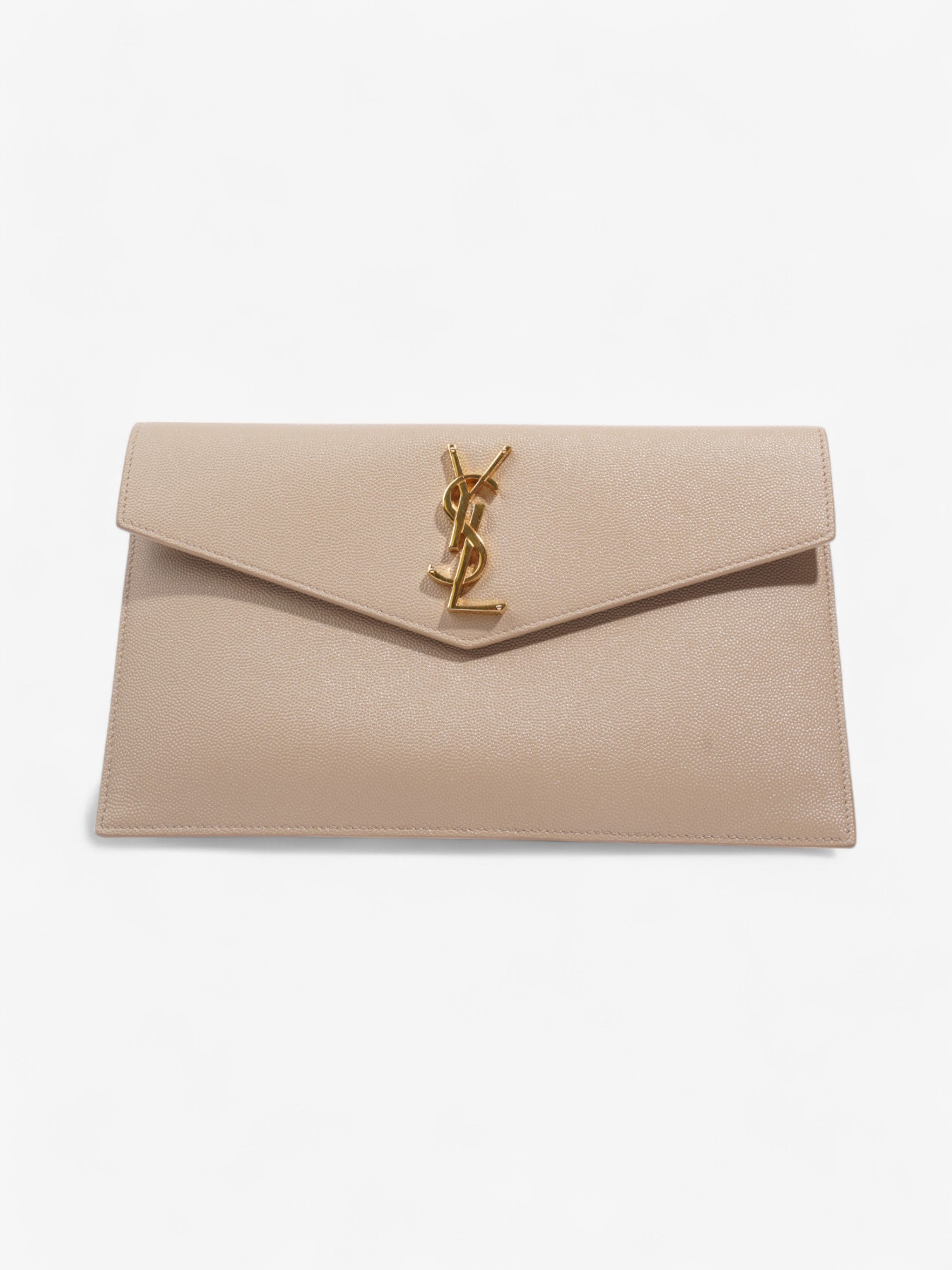 Saint Laurent Uptown Clutch Nude Grained Leather