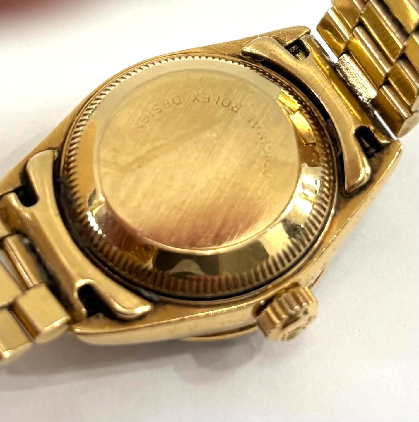 ROLEX DATEJUST 18K GOLD DIAMOND & SAPPHIRE BEZEL PRESIDENT 26 MM WATCH