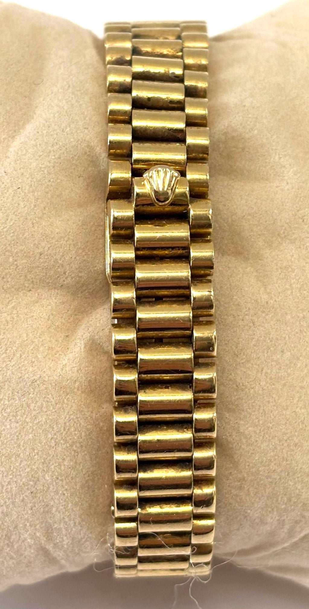 ROLEX DATEJUST 18K GOLD DIAMOND & SAPPHIRE BEZEL PRESIDENT 26 MM WATCH
