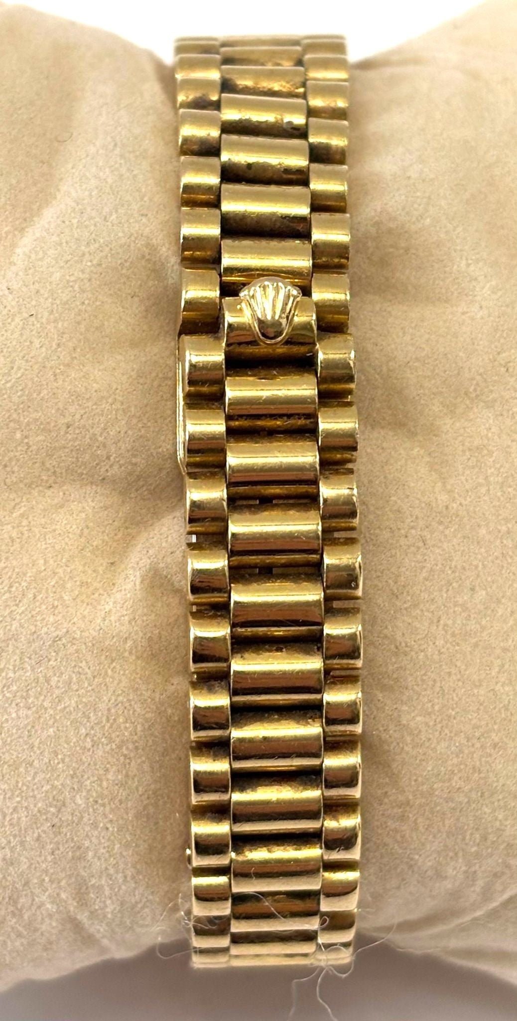 ROLEX DATEJUST 18K GOLD DIAMOND & SAPPHIRE BEZEL PRESIDENT 26 MM WATCH