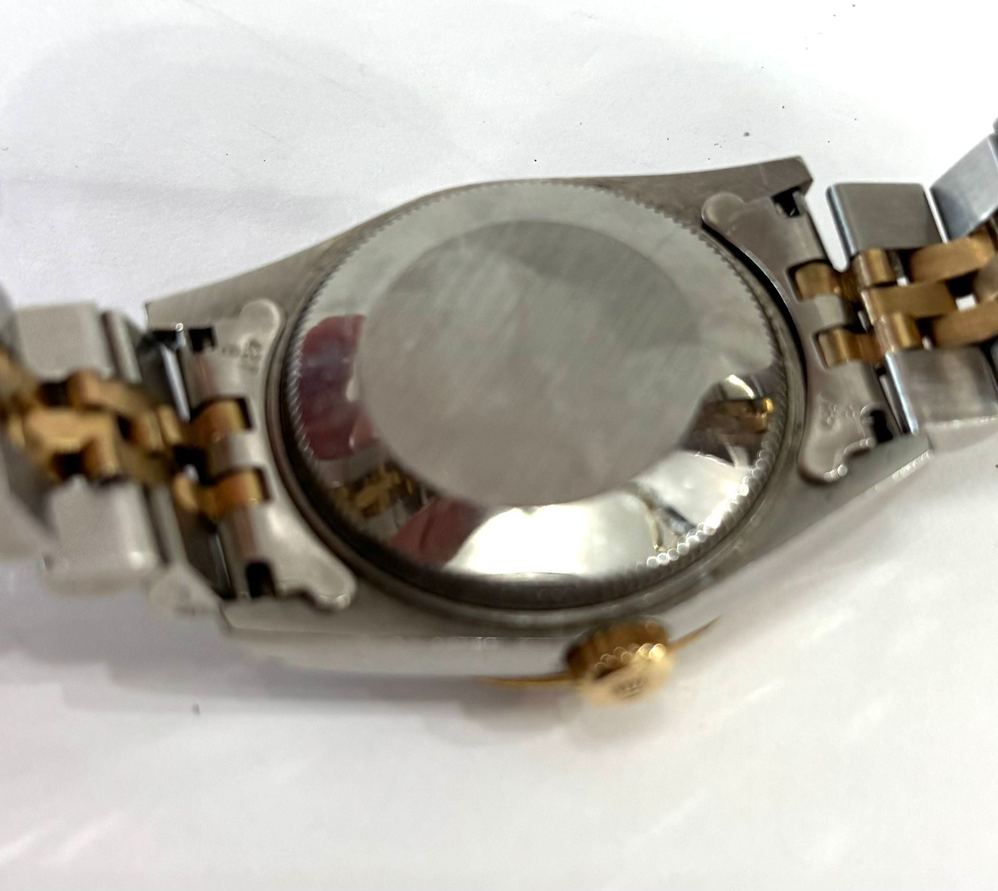 ROLEX DATEJUST 18K YELLOW GOLD TWO-TONE MOP DIAL JUBILEE BAND WATCH