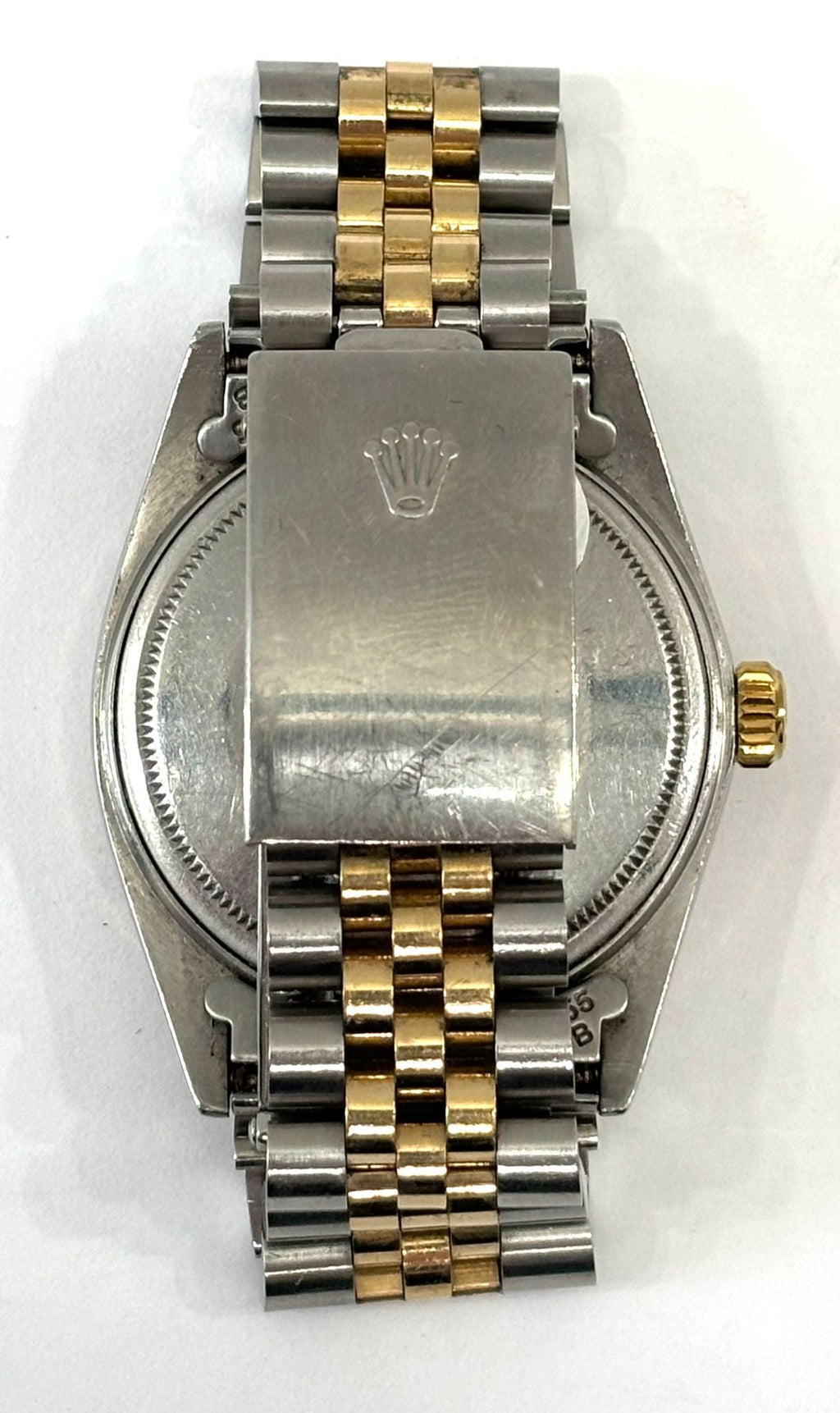 ROLEX DATEJUST DIAMOND BEZEL TWO-TONE PINK ROMAN NUMERAL JUBILEE WATCH