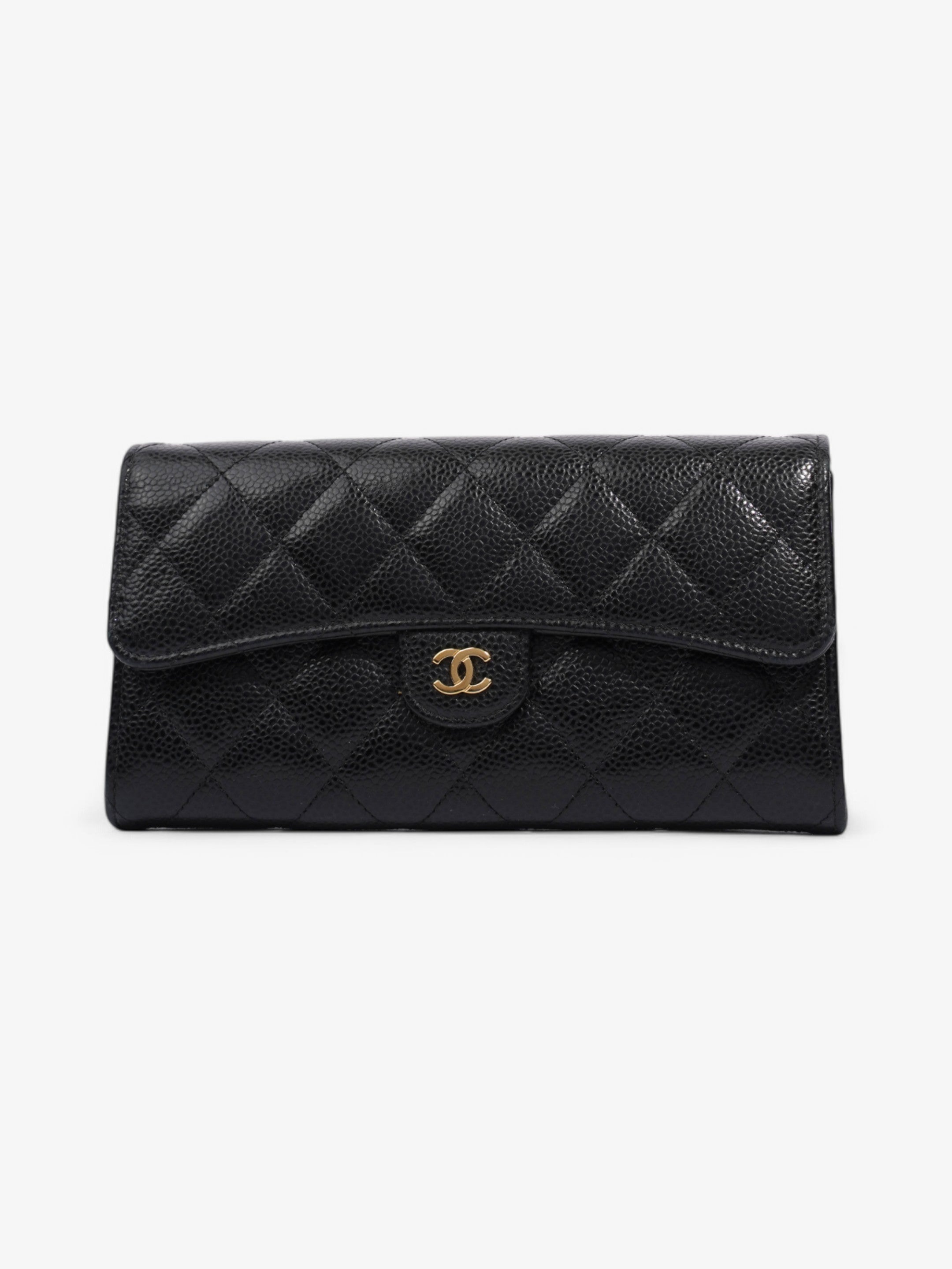 Chanel Classic Flap Wallet Black / Gold Caviar Leather