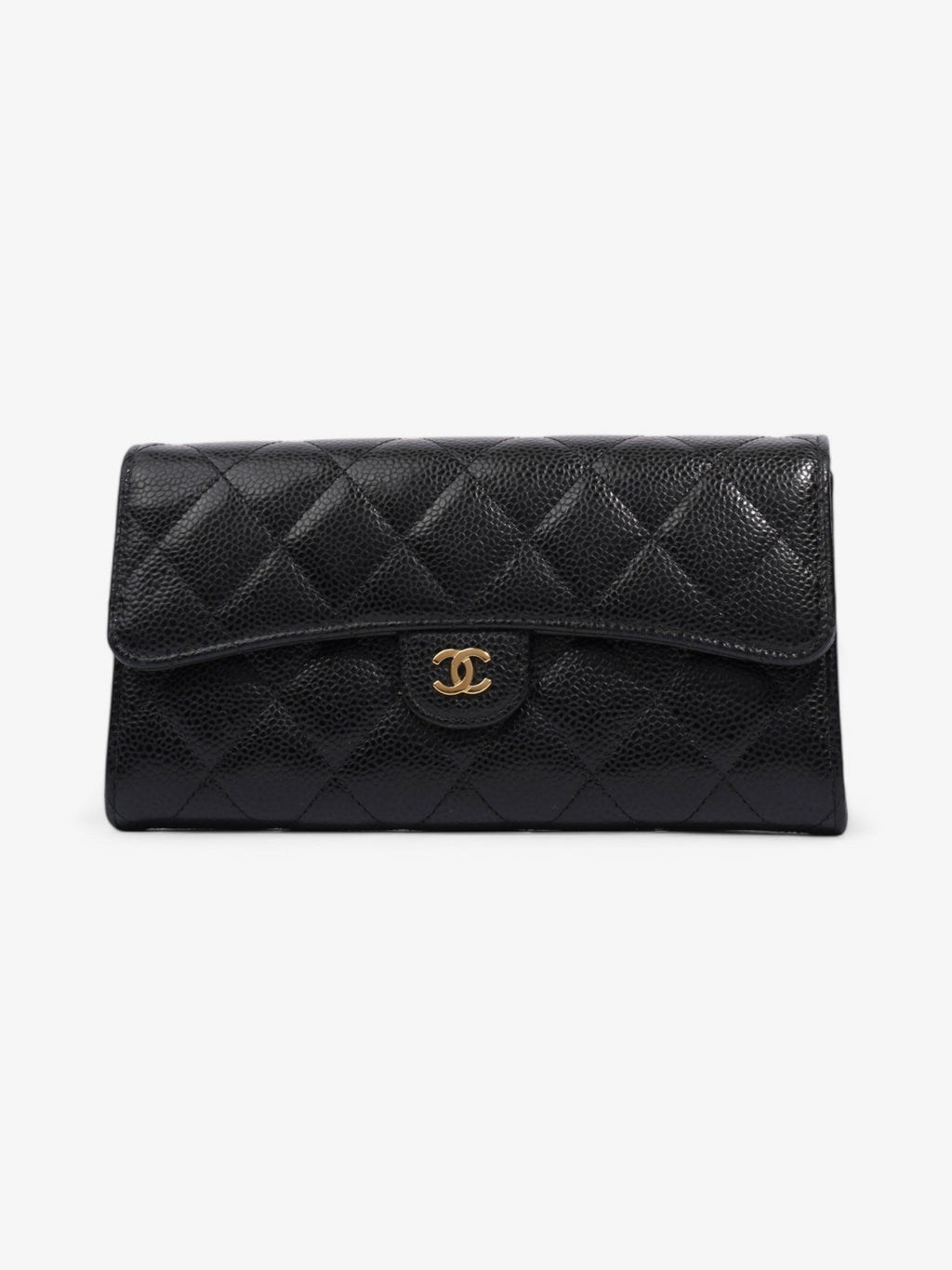 Chanel Classic Flap Wallet Black / Gold Caviar Leather