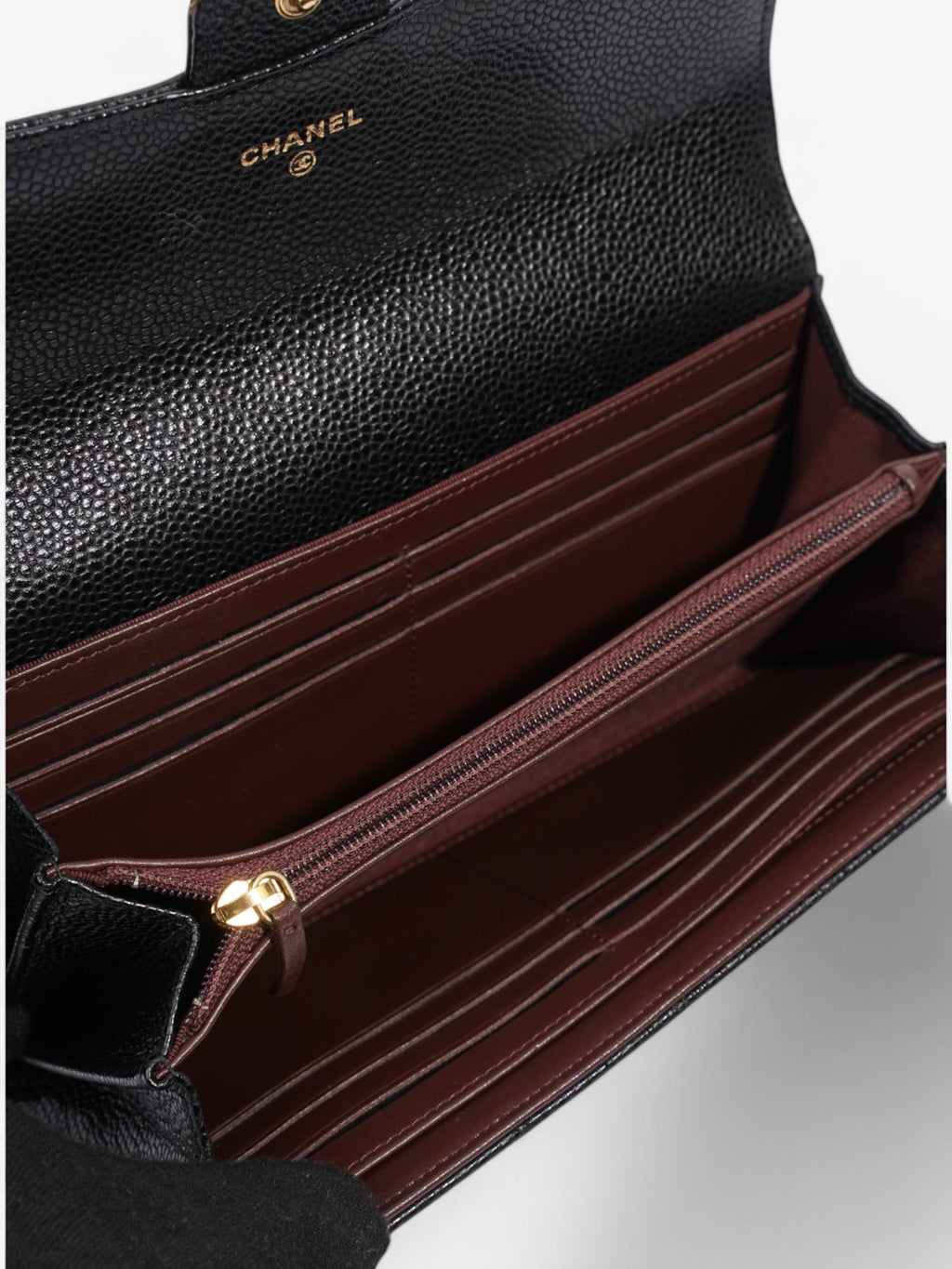 Chanel Classic Flap Wallet Black / Gold Caviar Leather