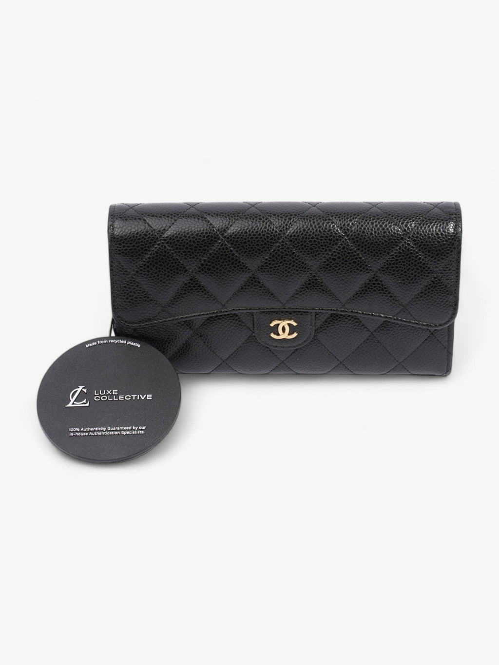 Chanel Classic Flap Wallet Black / Gold Caviar Leather