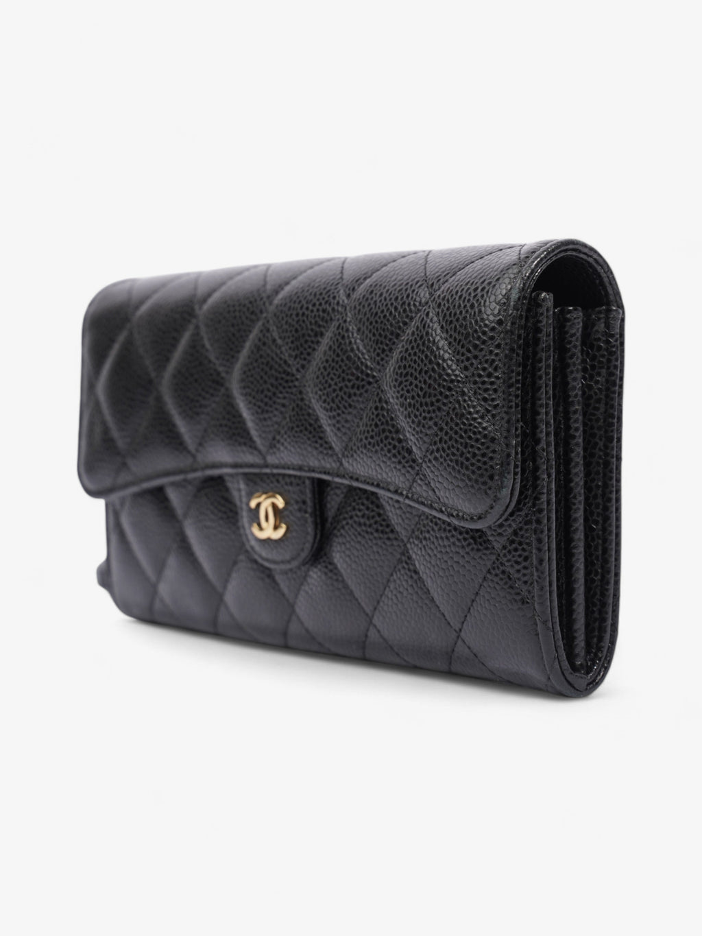 Chanel Classic Flap Wallet Black / Gold Caviar Leather