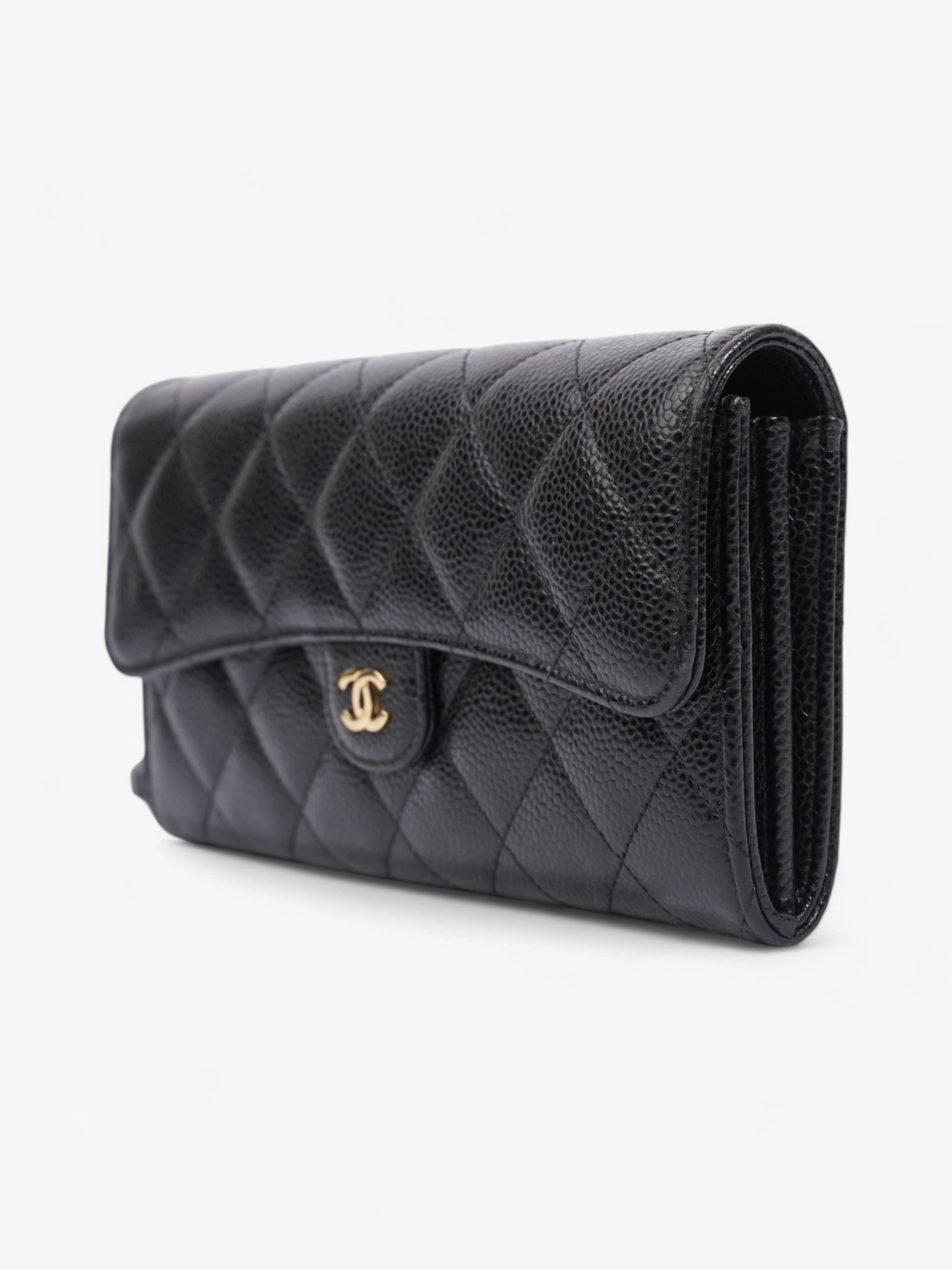 Chanel Classic Flap Wallet Black / Gold Caviar Leather