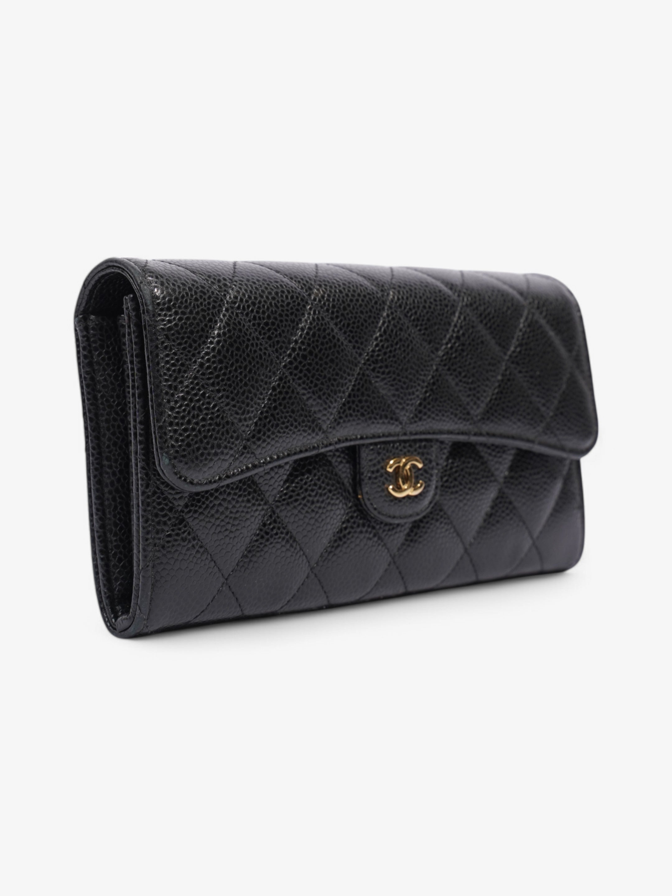 Chanel Classic Flap Wallet Black / Gold Caviar Leather