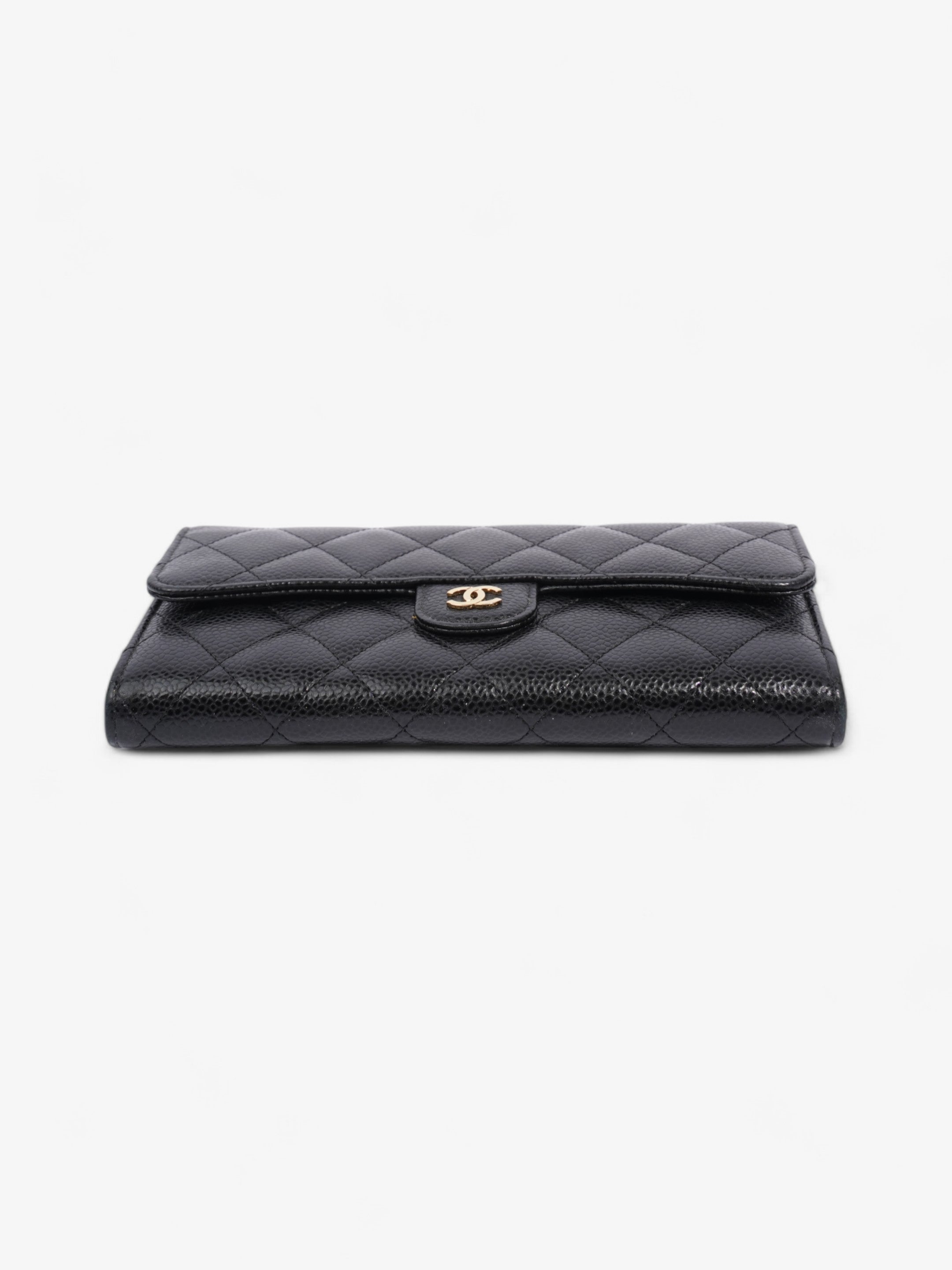 Chanel Classic Flap Wallet Black / Gold Caviar Leather