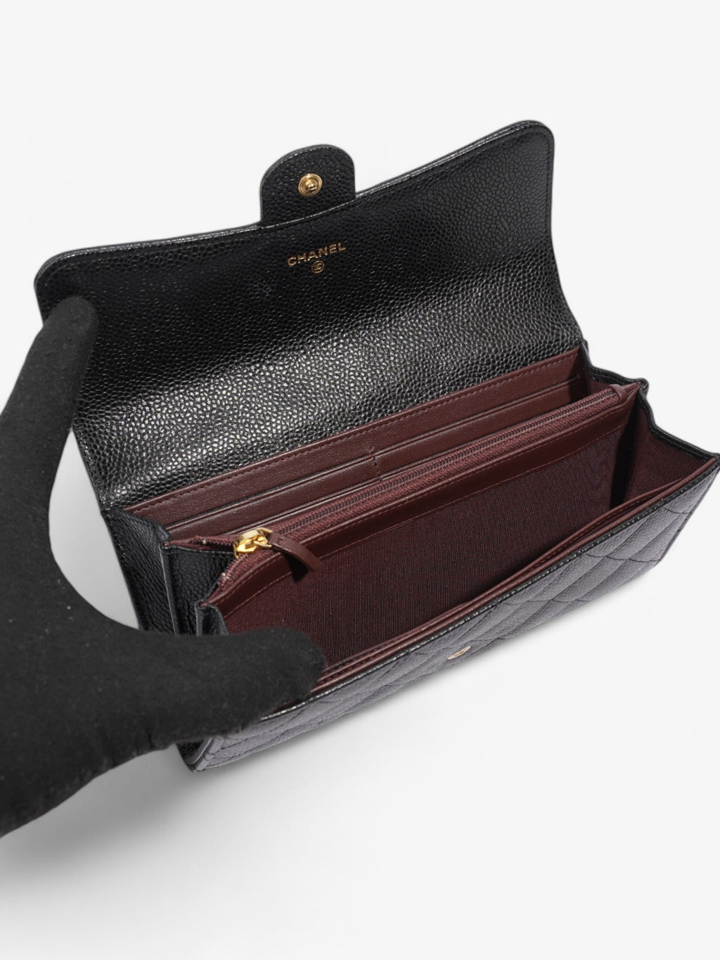 Chanel Classic Flap Wallet Black / Gold Caviar Leather