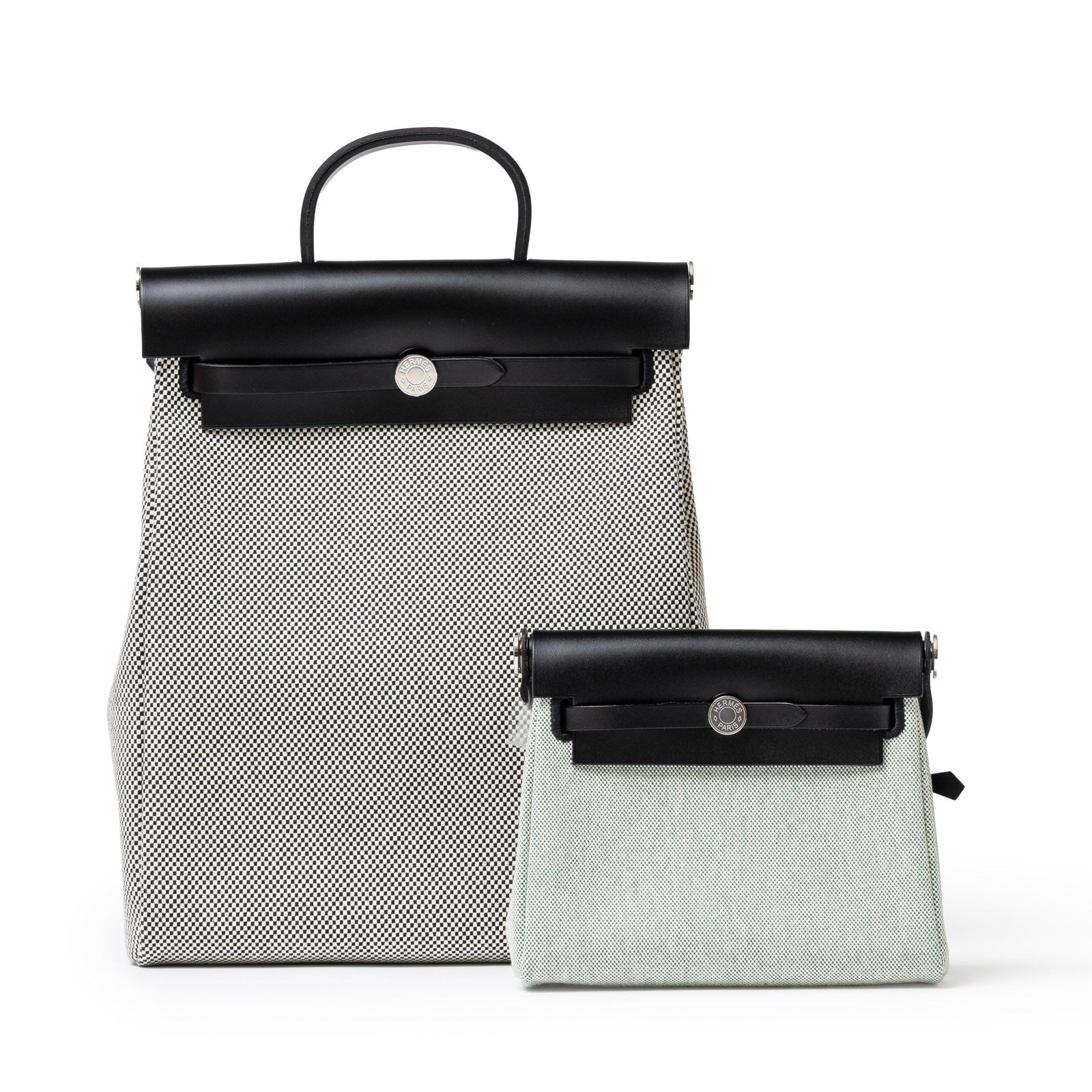 Hermès Herbag a Dos Backpack Ecru/Black Toile Palladium Hardware