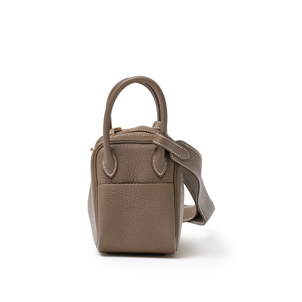 Hermès Mini Lindy I Etoupe Clemence Gold Hardware