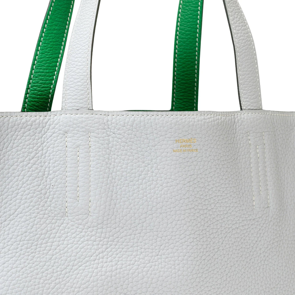 Hermès Double Sens 28 Blue/Vert Bicolor Clemence