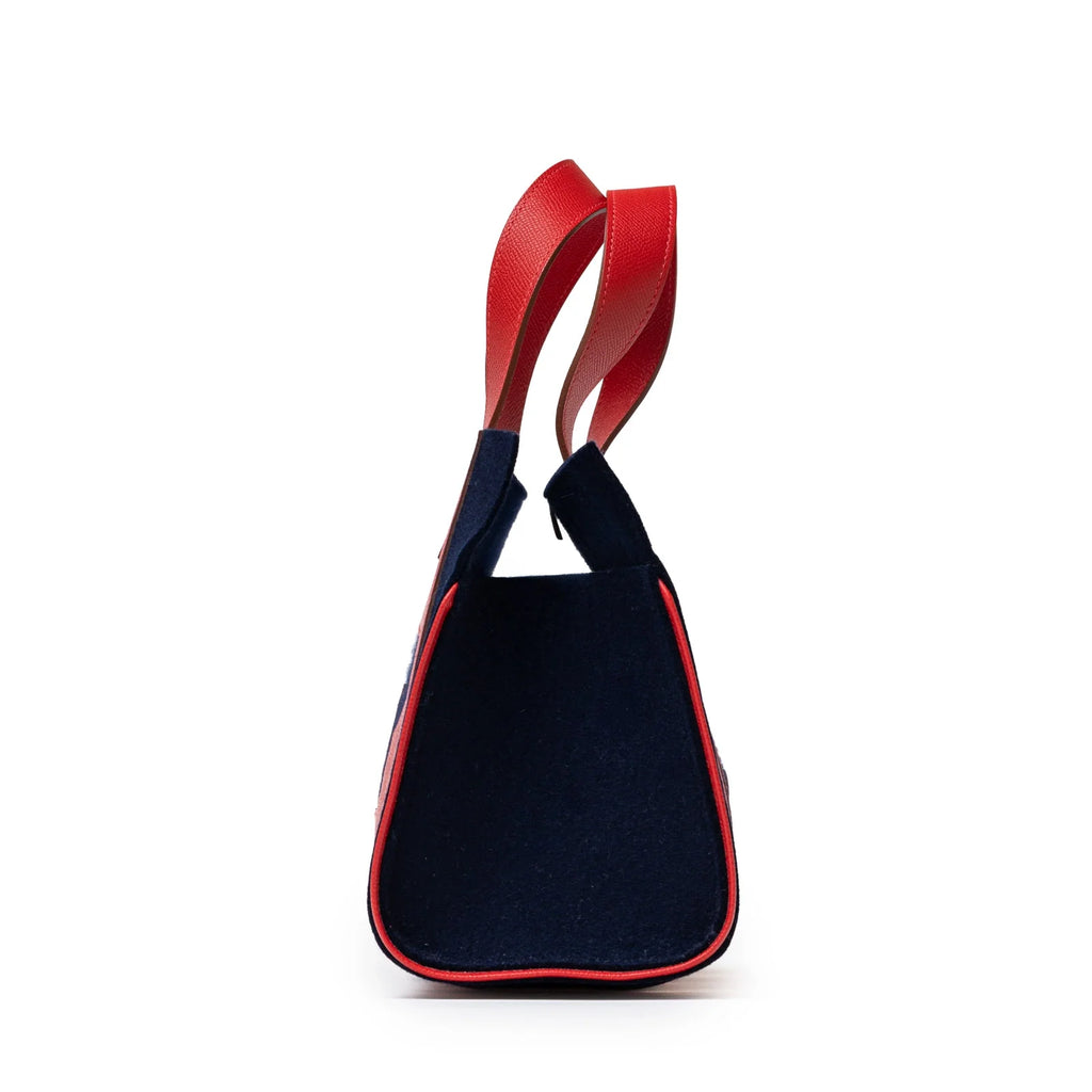 Hermès Petit H Decoupe Basse PM Skeleton Tote Rouge/Navy Epsom/Felt
