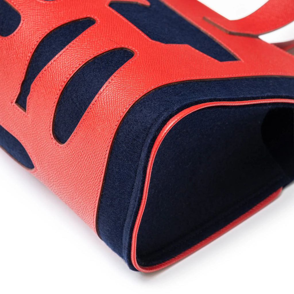 Hermès Petit H Decoupe Basse PM Skeleton Tote Rouge/Navy Epsom/Felt